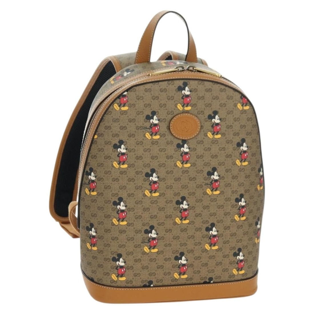 Gucci 552884 Disney Micro GG Supreme PVC Backpack Beige Gold: Gucci 552884 Disney Micro GG Supreme PVC Backpack Beige Gold Gucci Disney Micro GG Supreme backpack in beige and gold, crafted from PVC leather and Micro Small GG canvas. This women's backpack is made