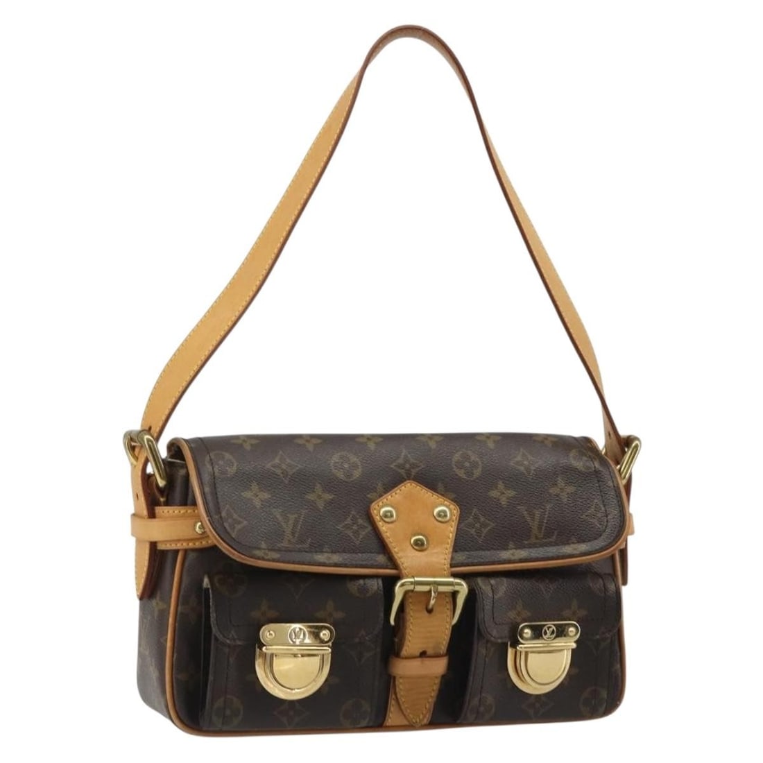 Louis Vuitton M40027 Hudson Monogram Canvas Shoulder Bag: Louis Vuitton M40027 Hudson Monogram Canvas Shoulder Bag This Louis Vuitton Hudson shoulder bag is crafted from Monogram Canvas and made in France. It features the classic Monogram exterior, a shoulde