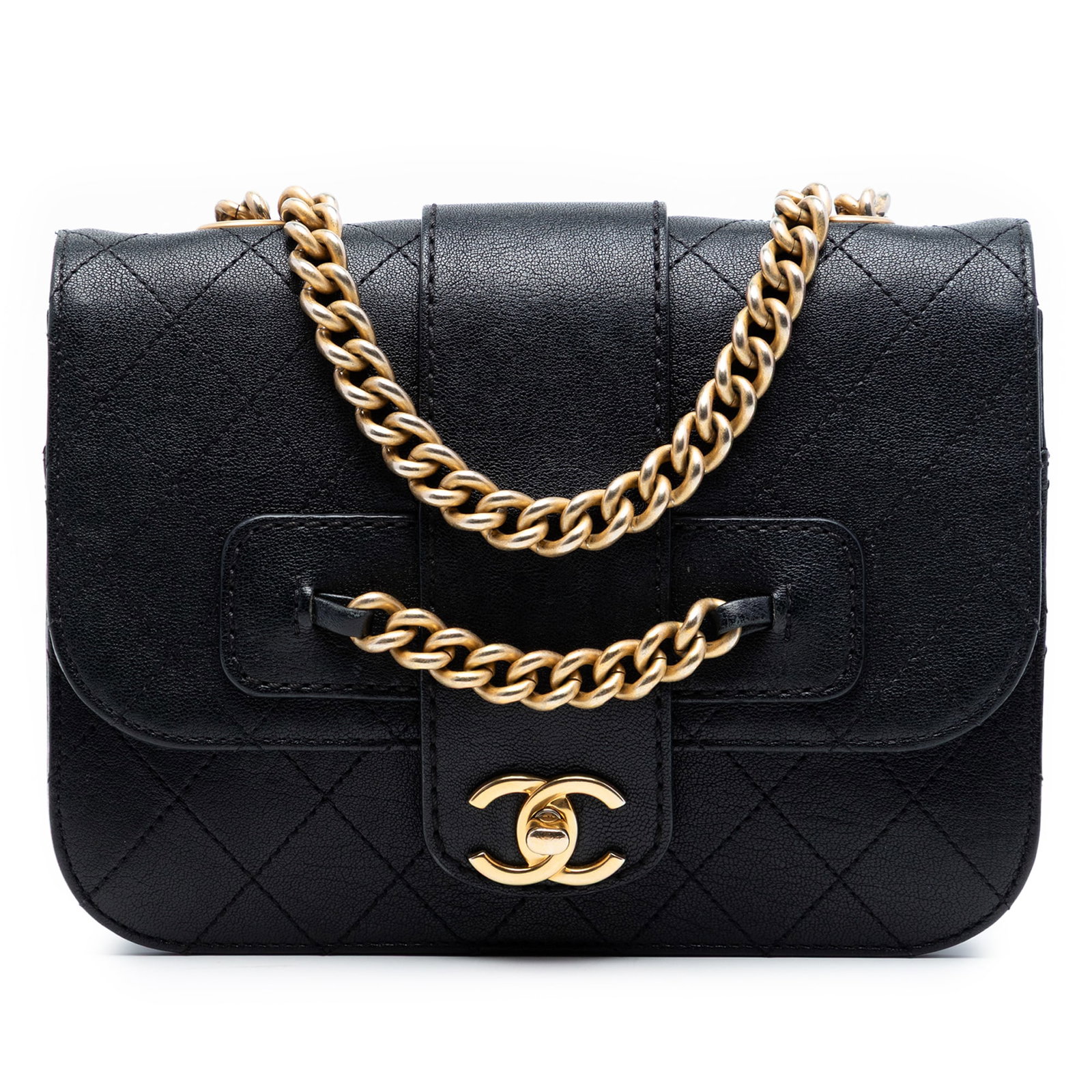 Black Chanel quilted sheepskin crossbody flap bag (1 of 7)