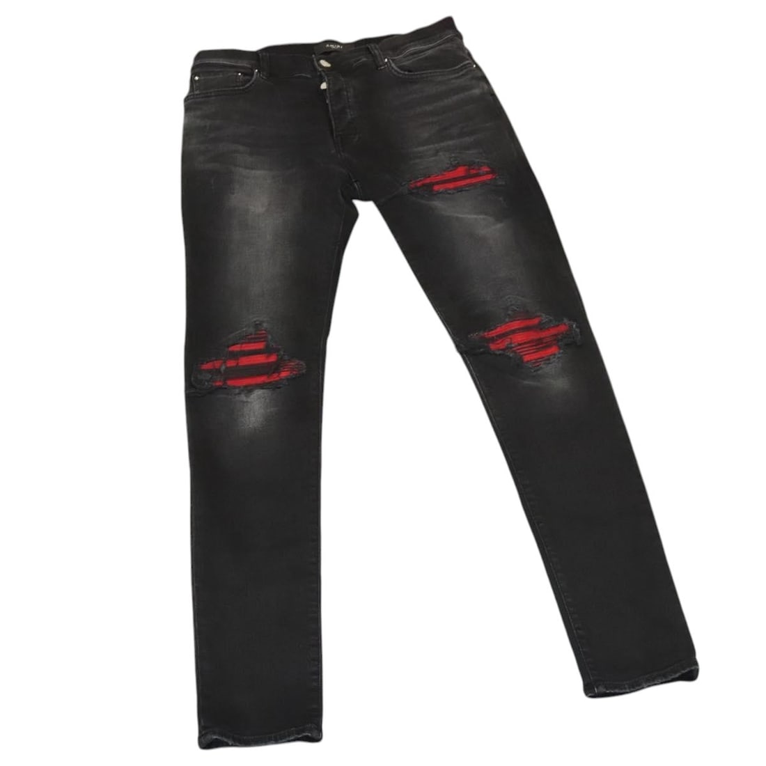 AMIRI black cotton skinny pants womens size 15 USA: AMIRI black cotton skinny pants womens size 15 USA AMIRI black cotton pants for women, made in the USA. The item is described as Damaged Skinny Pants and is offered in condition B with reasonable wear