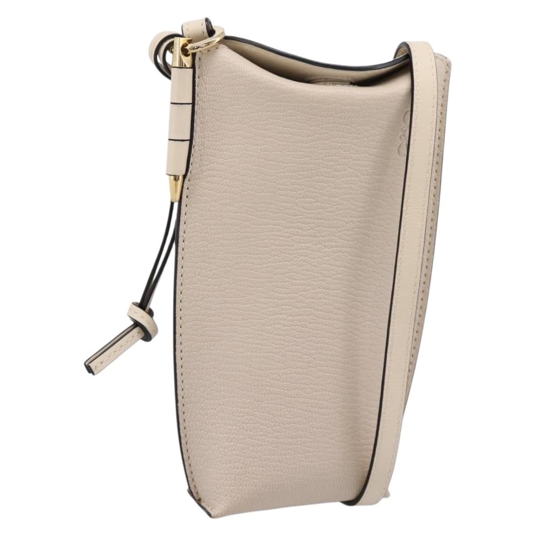 LOEWE Gate Pocket Leather Shoulder Bag Ivory Gold: LOEWE Gate Pocket Leather Shoulder Bag Ivory Gold LOEWE Gate Pocket shoulder bag in ivory and gold leather, made in Spain. This women's shoulder pouch includes a dust bag and features an adjustable sh