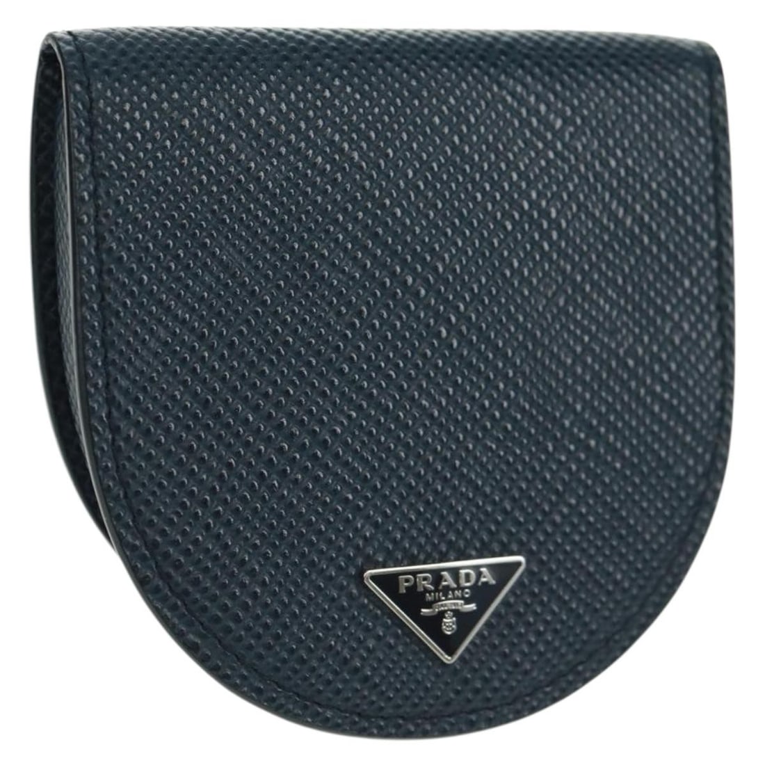 Prada 2MM788 Saffiano Leather Coin Purse Navy with Box Card: Prada 2MM788 Saffiano Leather Coin Purse Navy with Box Card Prada coin purse in navy Saffiano leather, made in Italy. It comes with the item box and guarantee card. The purse is described as being in 