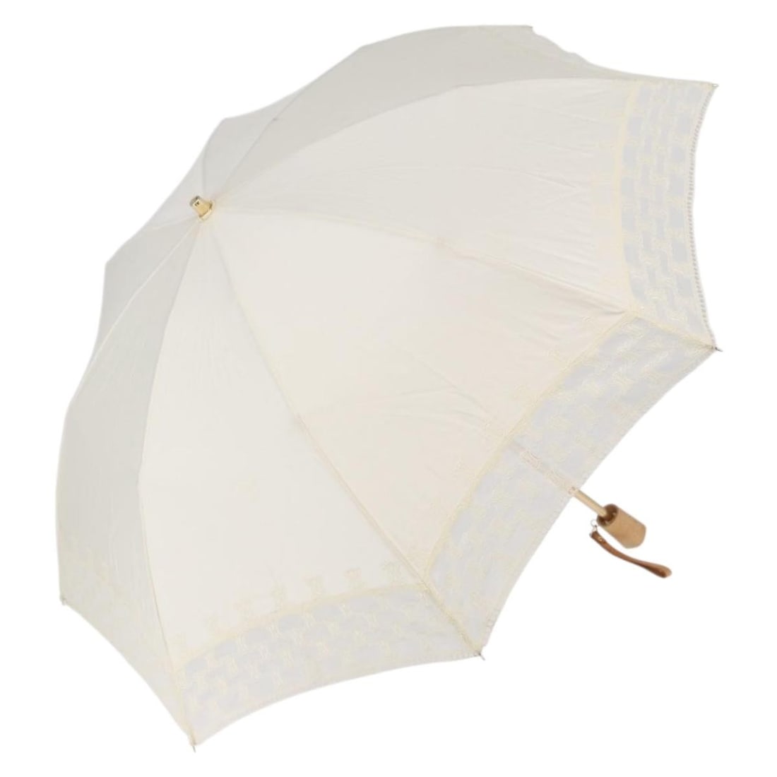 CELINE White Gold Nylon Folding Umbrella Auth 193720M (1 of 16)
