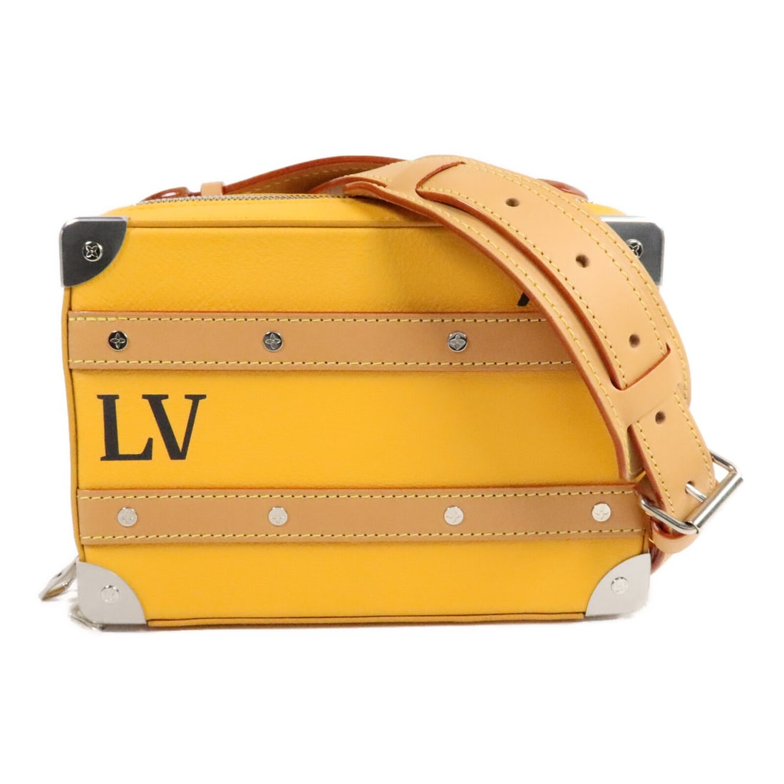 Louis Vuitton M59669 Soft Trunk Shoulder Bag Yellow Taurillon Leather: Louis Vuitton M59669 Soft Trunk Shoulder Bag Yellow Taurillon Leather Louis Vuitton Virgil Handle Soft Trunk shoulder bag in yellow and saffron yellow Taurillon Clemence leather with calfskin trim. Th