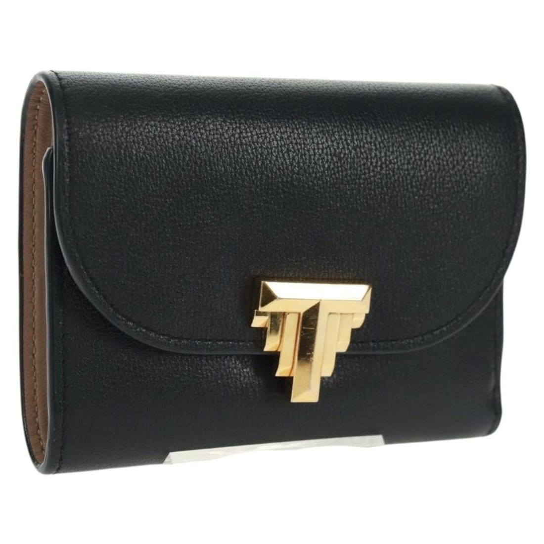 Black Leather Bifold Wallet by Tiffany and Co with Gold Accents: Black Leather Bifold Wallet by Tiffany and Co with Gold Accents This TIFFANY&Co. bifold wallet features a sleek black leather exterior with gold-tone accents. Made in Spain, it offers a compact and pr