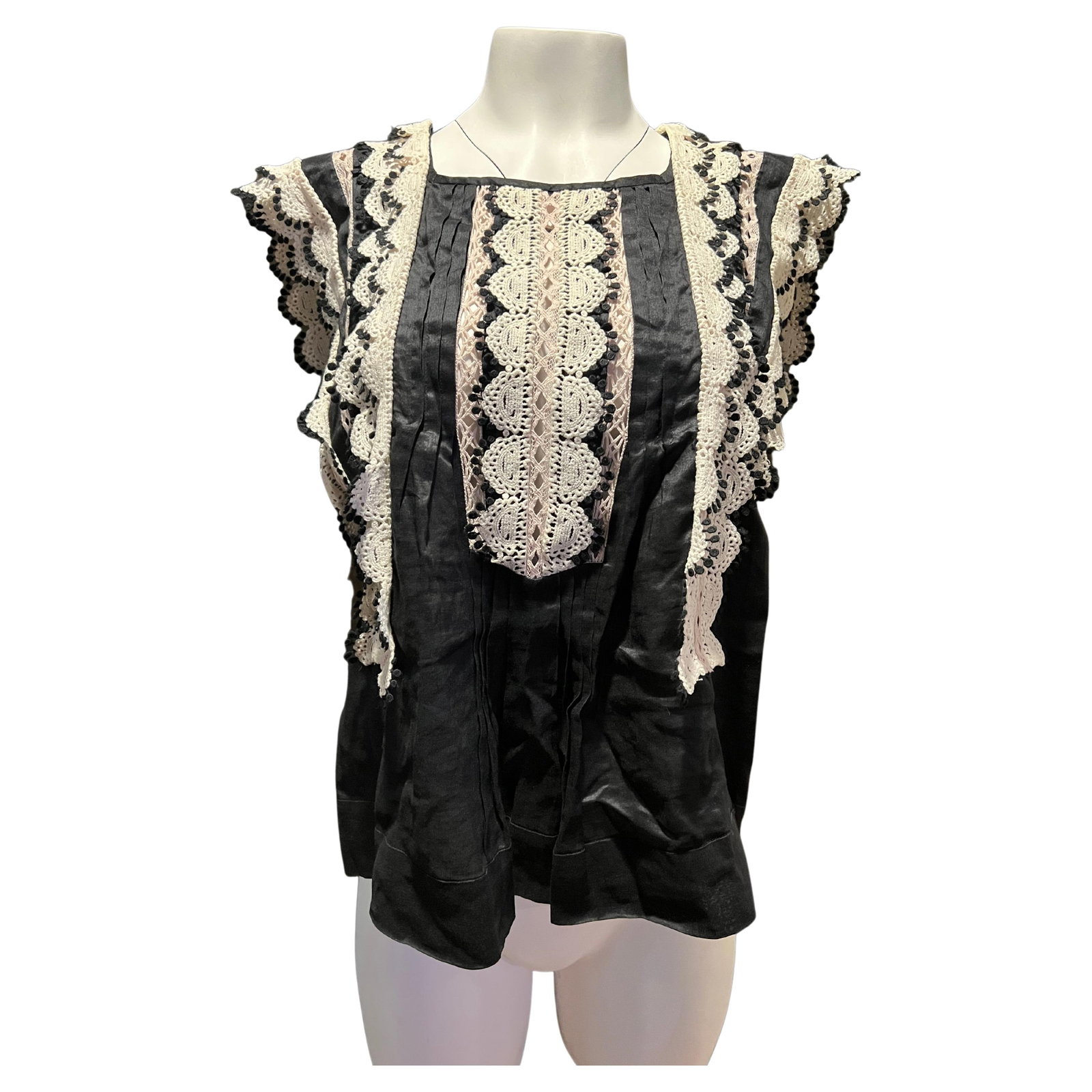 Isabel Marant Lace Blouse Top White Pink Black Size 40 (1 of 9)