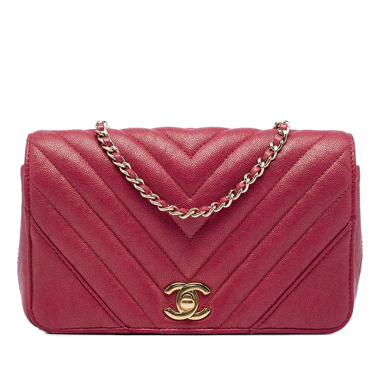 Chanel Statement Flap Small Chevron Iridescent Caviar Shoulder Bag: Chanel Statement Flap Small Chevron Iridescent Caviar Shoulder Bag Chanel Small Chevron Iridescent Caviar Statement Flap shoulder bag in pink caviar leather. This bag features a quilted leather body, 