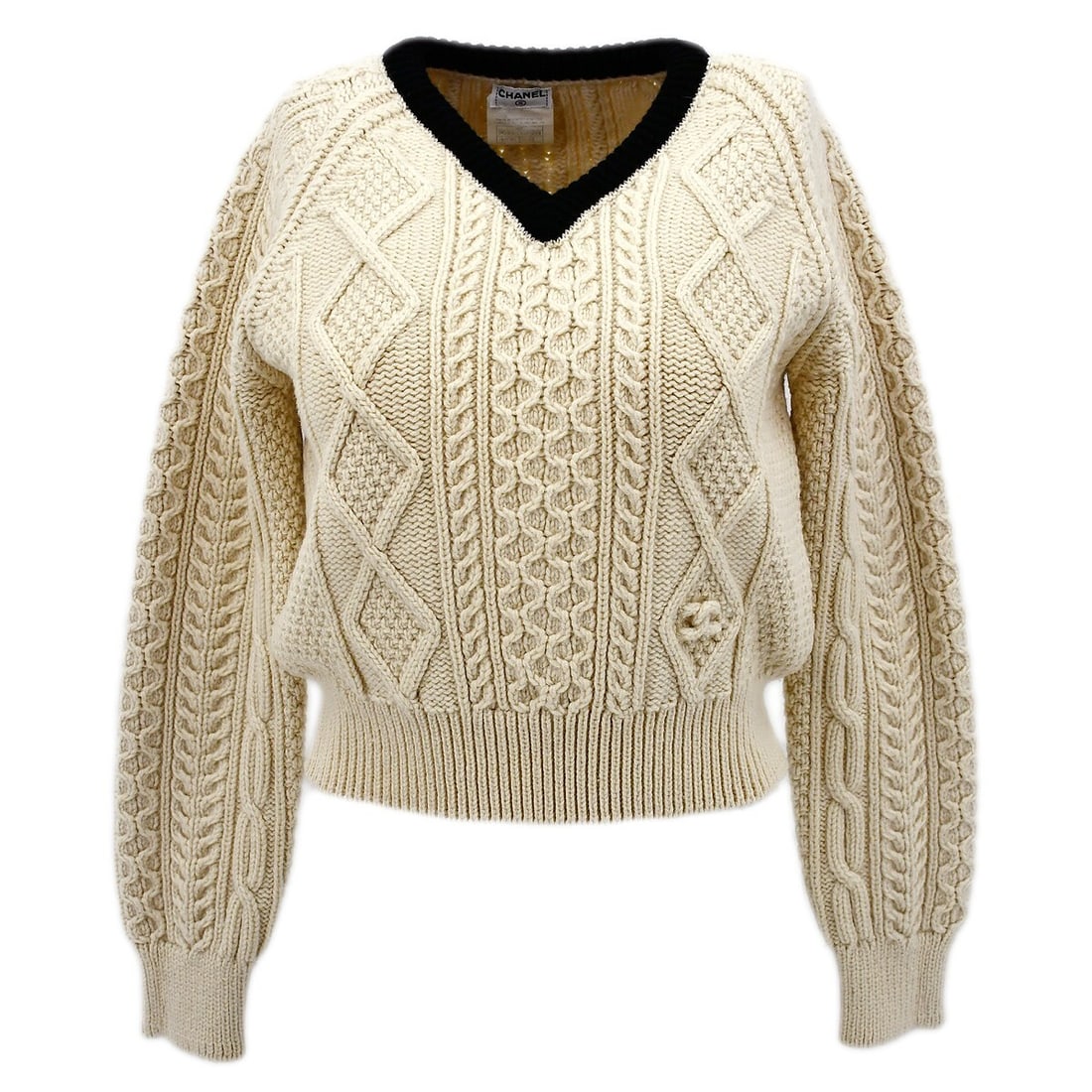 Vintage CHANEL 96A Ivory Wool Long Sleeve Sweater Size 42 (1 of 10)
