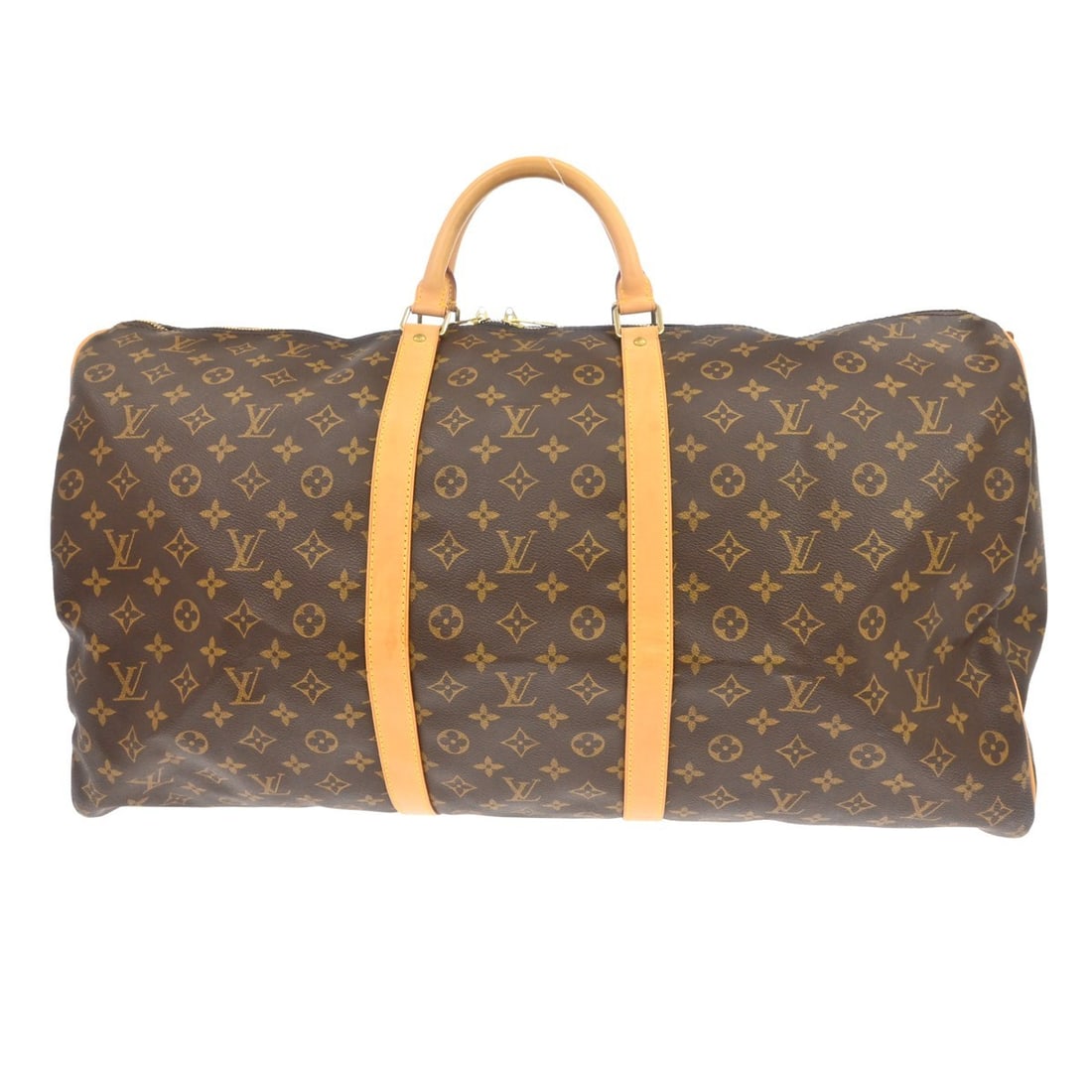 Louis Vuitton Keepall Bandouliere 60 Monogram Travel Duffle M41412: Louis Vuitton Keepall Bandouliere 60 Monogram Travel Duffle M41412 Vintage Louis Vuitton Keepall Bandouliere 60 duffle bag in brown Monogram canvas with leather trim. This extra-large travel bag featu