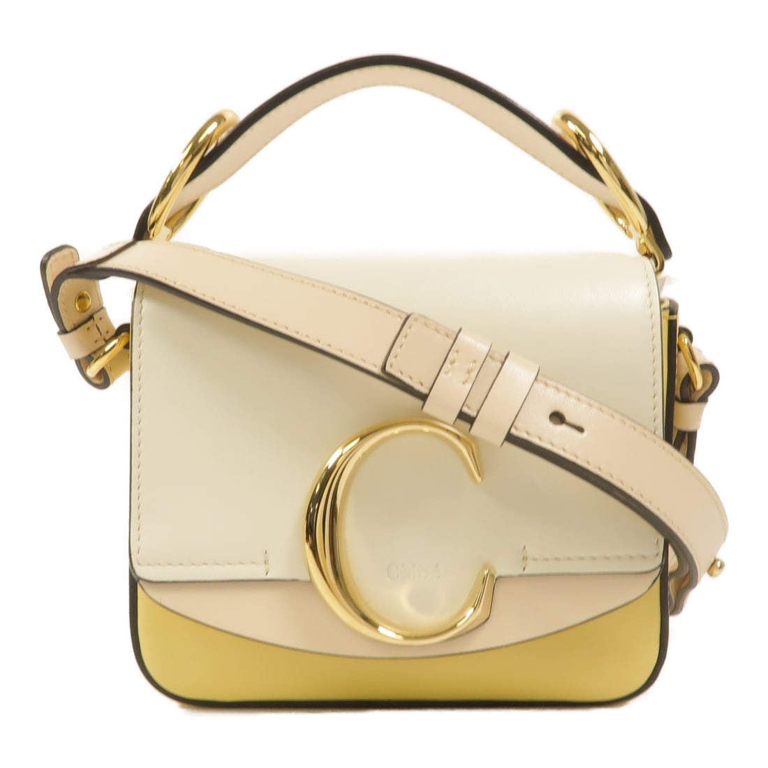 Chloe Mini Chloe C 2way Shoulder Bag Calfskin White Beige Yellow (1 of 17)