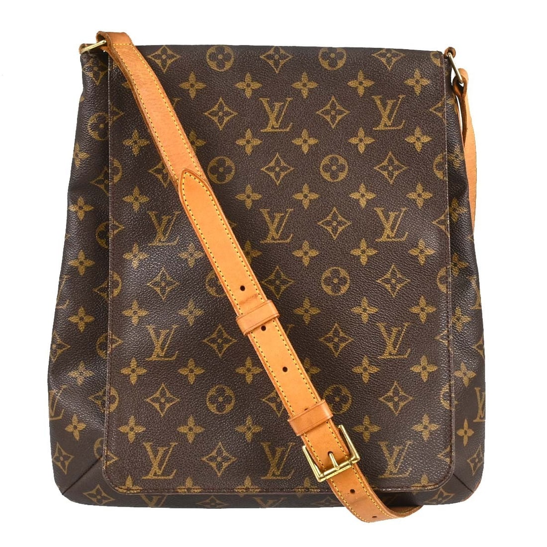 Louis Vuitton Musette Monogram Canvas Shoulder Bag M51256: Louis Vuitton Musette Monogram Canvas Shoulder Bag M51256 Vintage Louis Vuitton Musette shoulder bag in brown Monogram canvas with leather strap and zip closure. This medium-size bag features an inter