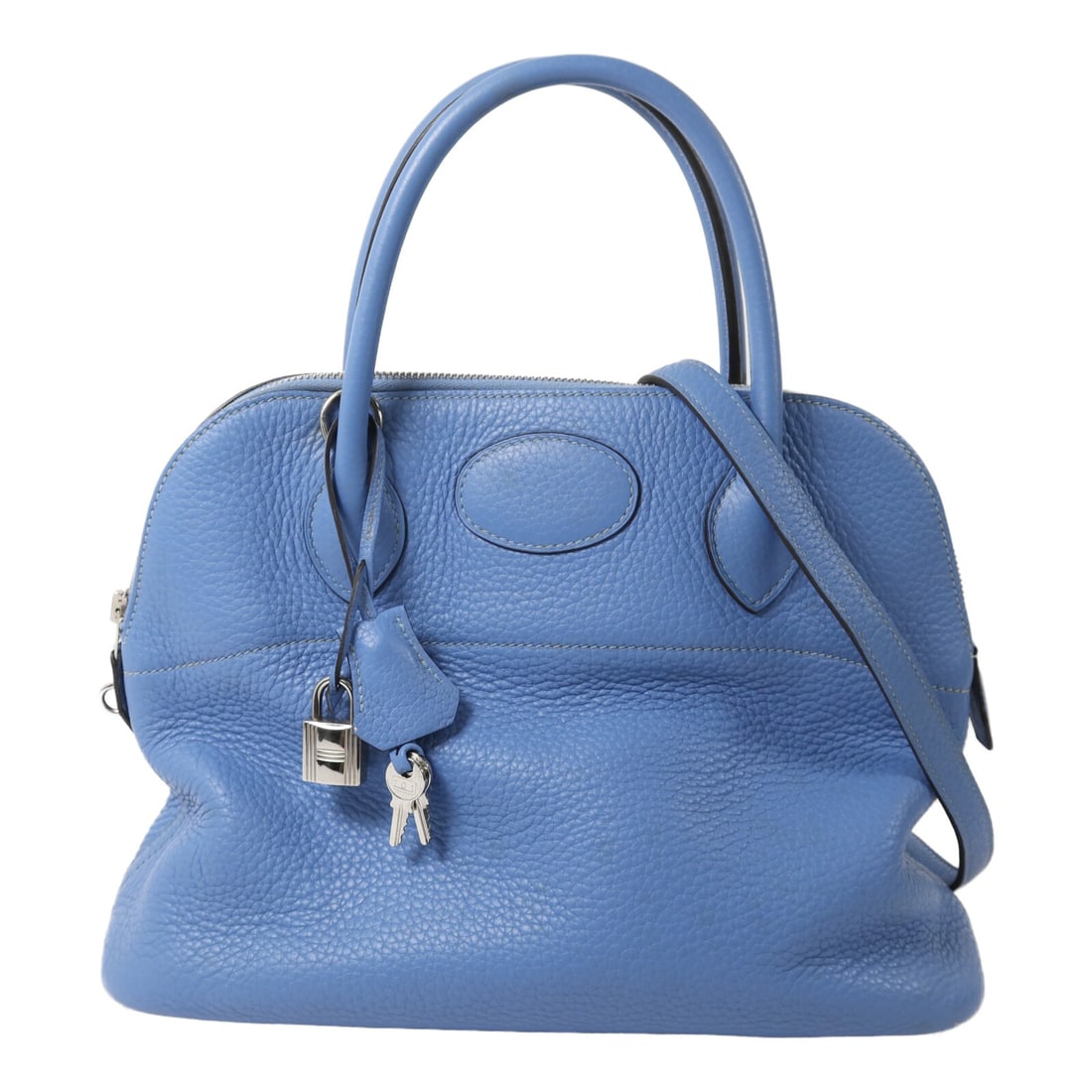 Hermes Bolide 31 Taurillon Clemence 2 Way Shoulder Bag Bleu Paradise PHW: Hermes Bolide 31 Taurillon Clemence 2 Way Shoulder Bag Bleu Paradise PHW Hermes Bolide 31 2-way handbag in Bleu Paradise, made from Taurillon Clemence leather and calfskin (cowhide). It features a blu