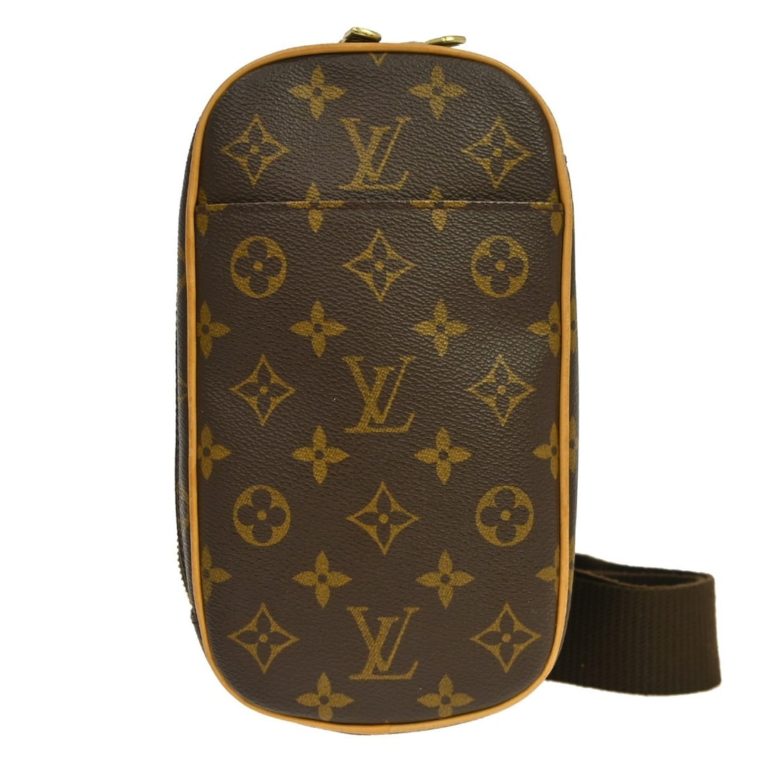 Louis Vuitton Pochette Gange Monogram Canvas Belt Bag M51870: Louis Vuitton Pochette Gange Monogram Canvas Belt Bag M51870 Vintage Louis Vuitton Pochette Gange bum bag in brown Monogram canvas with leather trim and a zip closure. This small unisex bag features a