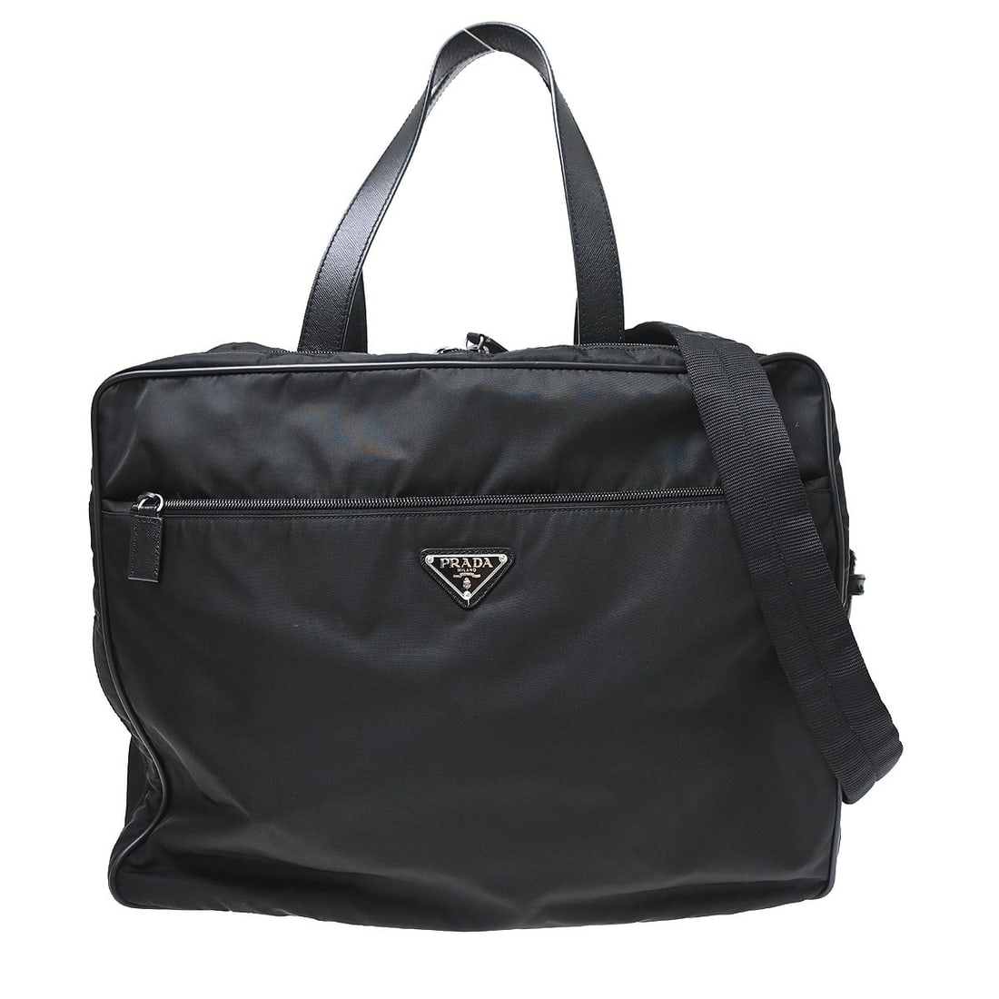 PRADA Nylon 2way Tote Handbag Black Medium with Shoulder Strap (1 of 11)