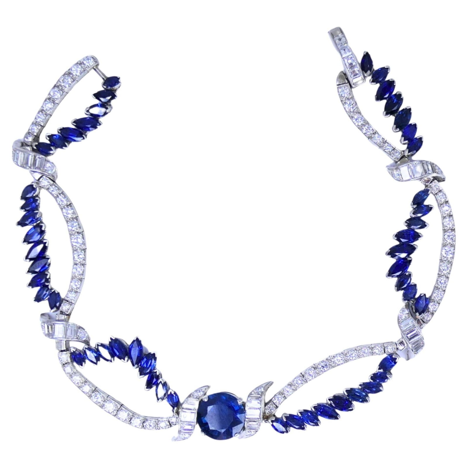 Vintage Oscar Heyman platinum bracelet with sapphires and diamonds (1 of 12)