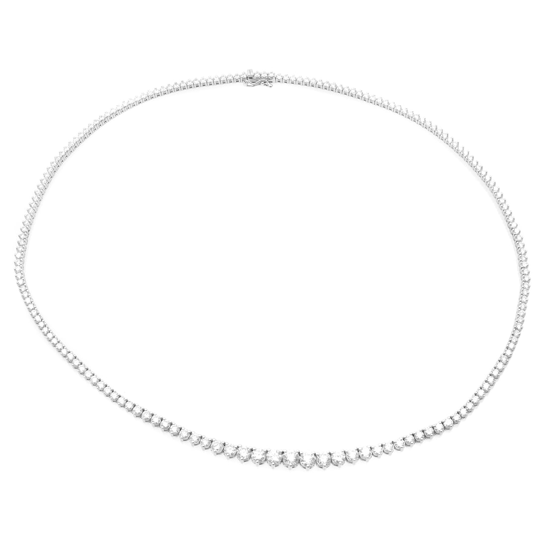Rachel Koen 14K White Gold 10.00ct Tennis Necklace with Diamonds: Rachel Koen 14K White Gold 10.00ct Tennis Necklace with Diamonds Elevate your jewelry collection with this exquisite Rachel Koen Graduated Round Cut Diamond Tennis Necklace. Crafted in luxurious 14K w