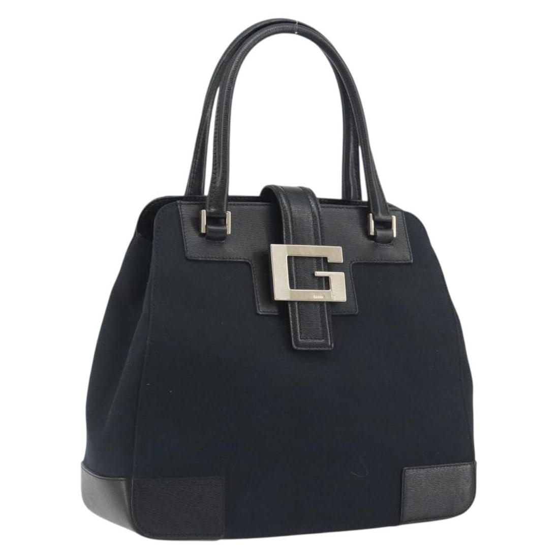 Gucci 002 1103 Black Canvas Hand Bag Gold Tone Italy (1 of 18)