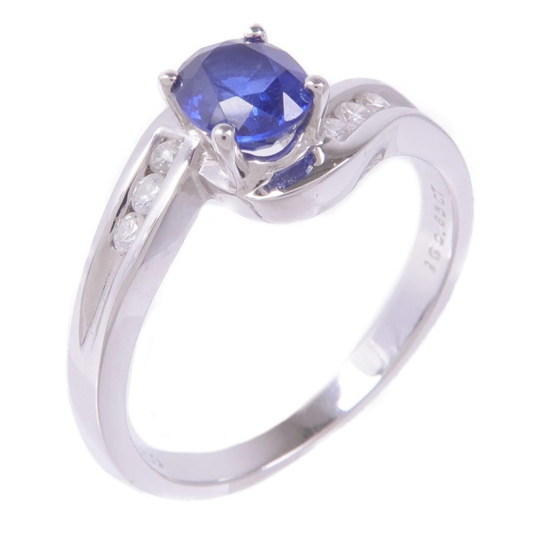 18K White Gold Sapphire Diamond Ring Size 6.75 (1 of 6)