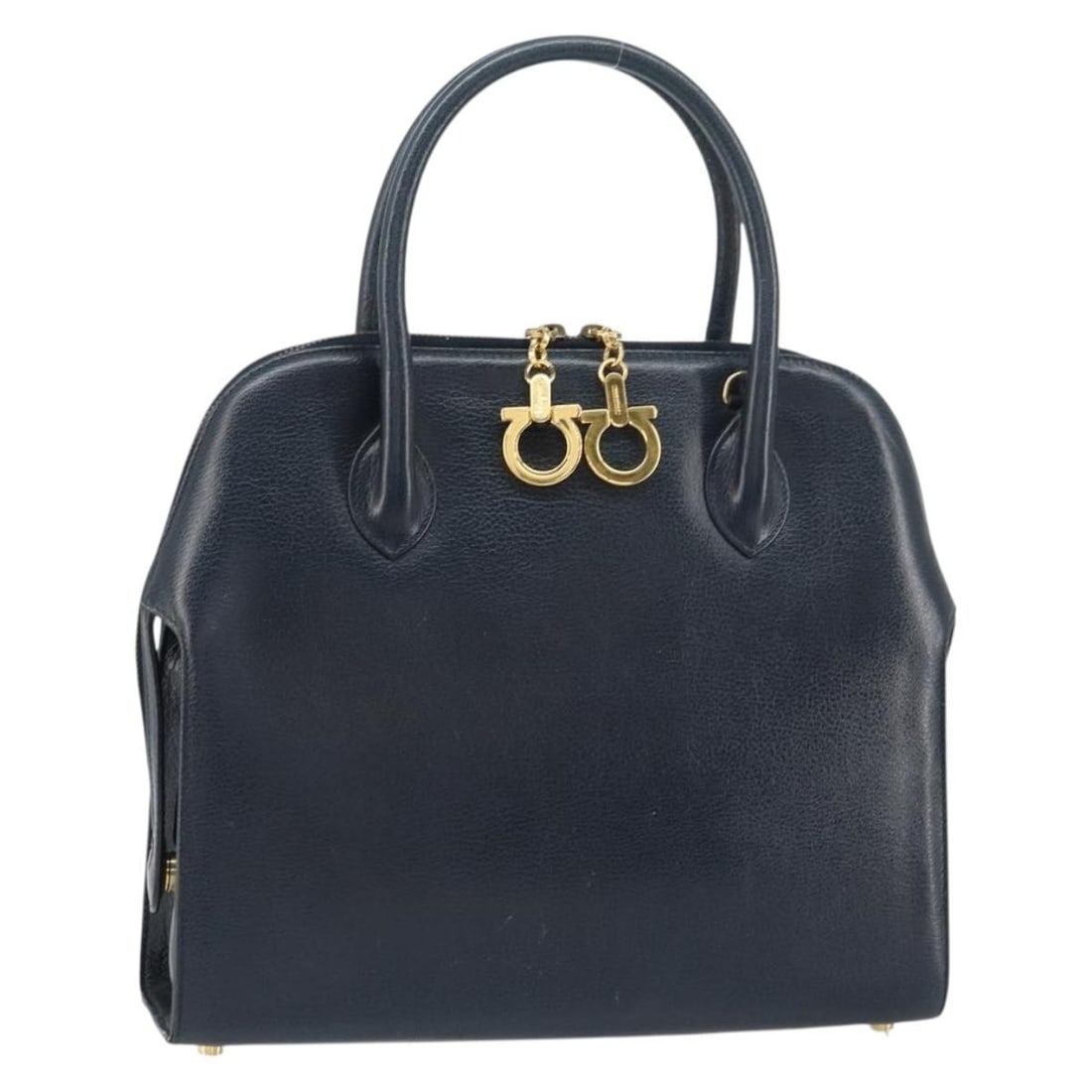 Salvatore Ferragamo Gancini Navy Leather Handbag (1 of 18)