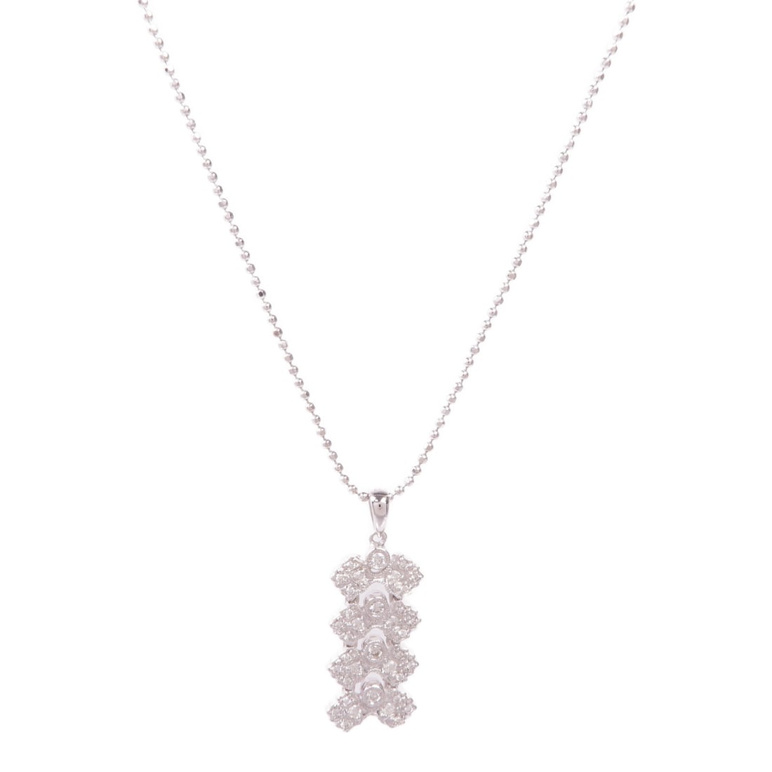 JEWELRY Diamond Necklace K18 White Gold 925 Sterling Silver: JEWELRY Diamond Necklace K18 White Gold 925 Sterling Silver A women's necklace accessory featuring diamond detailing, crafted in K18WG white gold, 925 sterling silver, and diamond. It has a clear colo