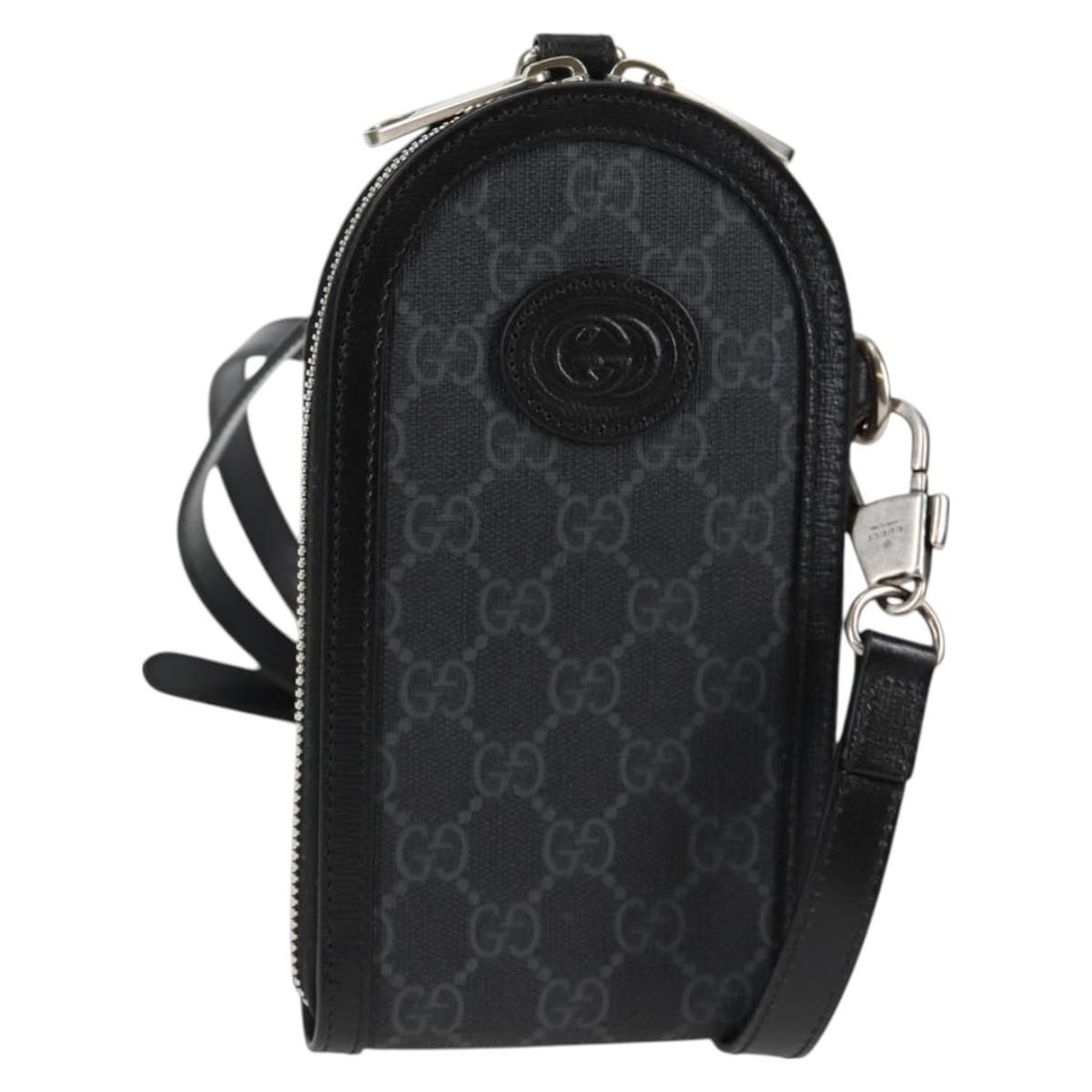 GUCCI GG Supreme PVC Leather Shoulder Bag Black Silver: GUCCI GG Supreme PVC Leather Shoulder Bag Black Silver Compact Gucci GG Supreme shoulder bag in black and silver PVC leather with GG canvas detailing. Made in Italy, this women's bag includes a dust b