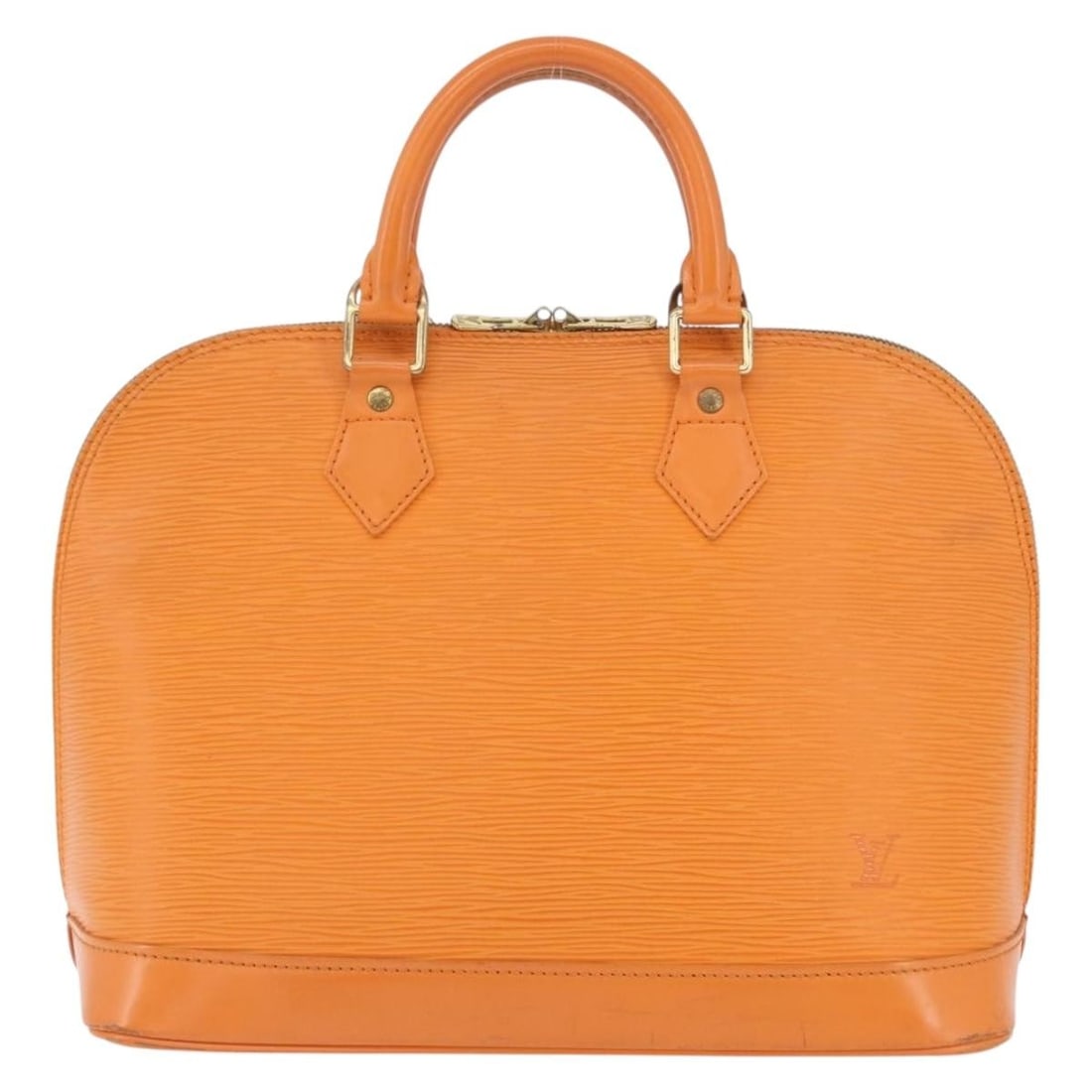 Orange Epi Leather Alma Bag by Louis Vuitton France 31cm: Orange Epi Leather Alma Bag by Louis Vuitton France 31cm This Louis Vuitton Vintage Alma handbag is crafted from Epi leather in orange and designed for women. Made in France, it features a structured 