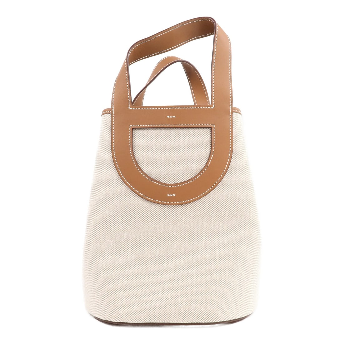 Hermes In The Loop 23 Gold Toile H Swift Leather Handbag: Hermes In The Loop 23 Gold Toile H Swift Leather Handbag Hermes In The Loop 23 handbag in gold Toile H canvas and Swift leather with gold-tone hardware. This women's handbag is made in France and feat