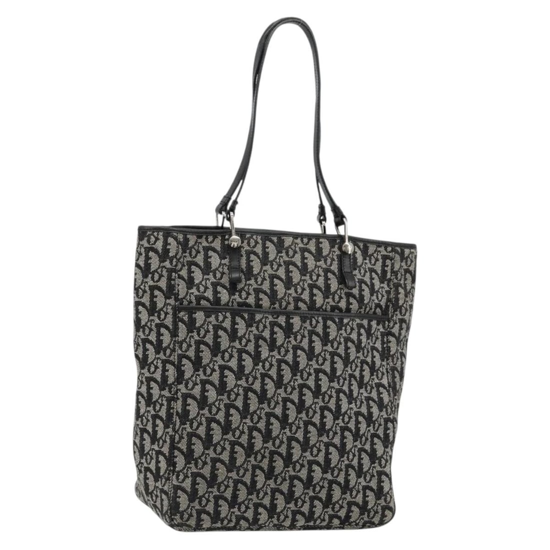Christian Dior black silver Trotter canvas tote bag Italy: Christian Dior black silver Trotter canvas tote bag Italy Authentic Christian Dior tote bag in black and silver Trotter canvas, made in Italy. This women's bag shows reasonable wear and tear consisten