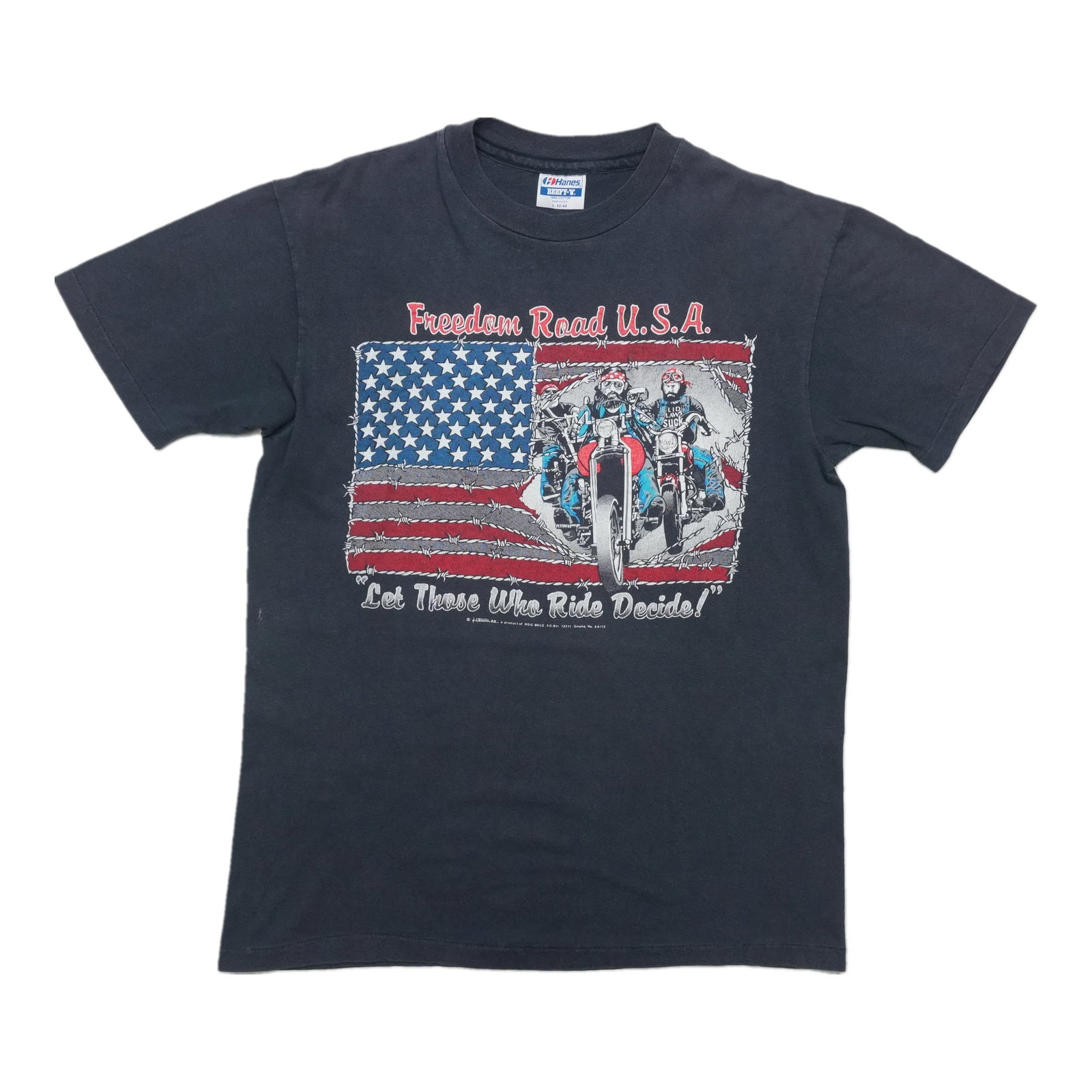 Black 1980s Freedom Road USA vintage biker shirt: Black 1980s Freedom Road USA vintage biker shirt Authentic vintage Freedom Road USA biker shirt from the 1980s with an original single-stitch construction and front graphic. This is a true vintage pie