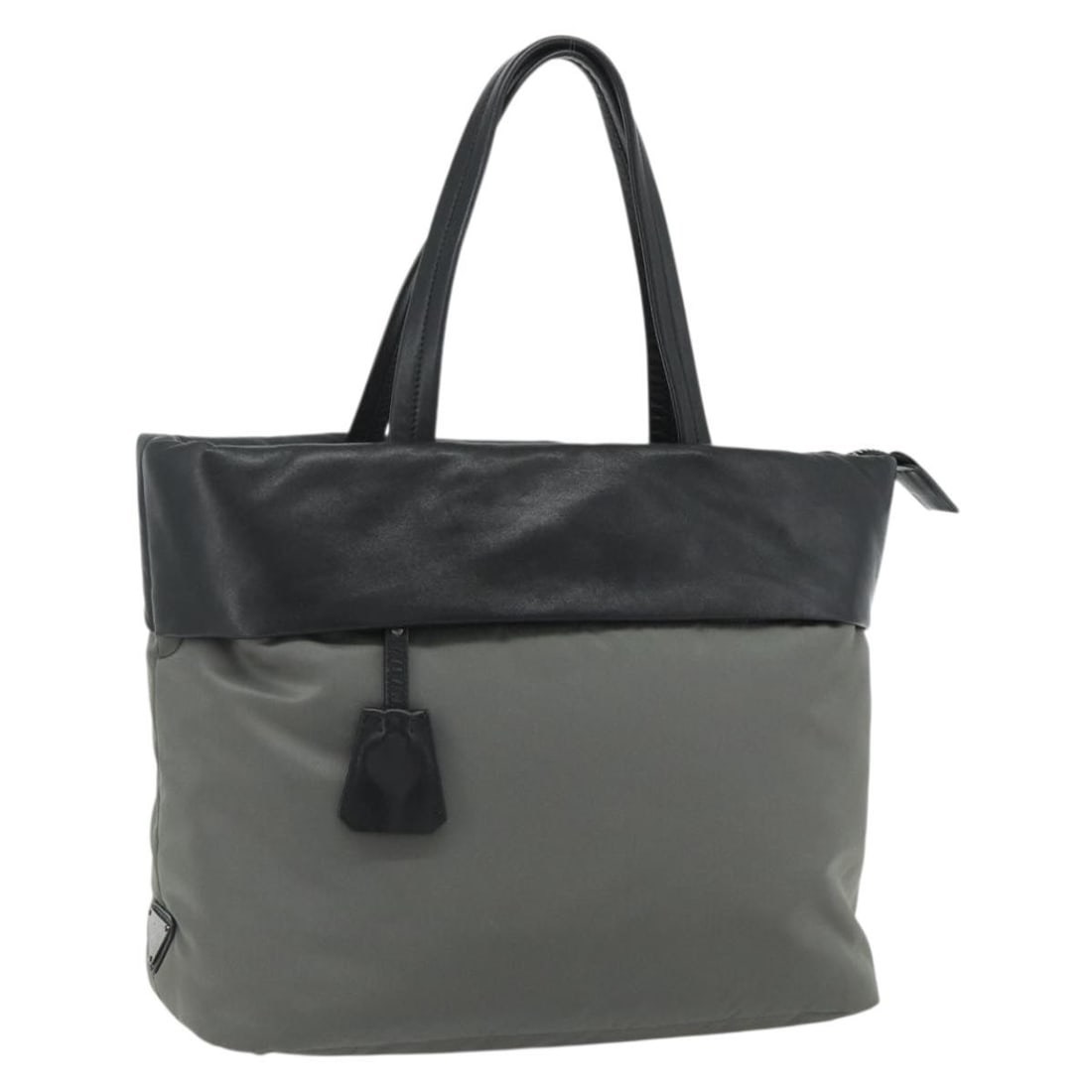 PRADA Gray Black Nylon Leather Handbag Made in Italy: PRADA Gray Black Nylon Leather Handbag Made in Italy Prada women's handbag in gray and black nylon with leather trim, made in Italy. This piece includes only the bag shown and does not come with an it