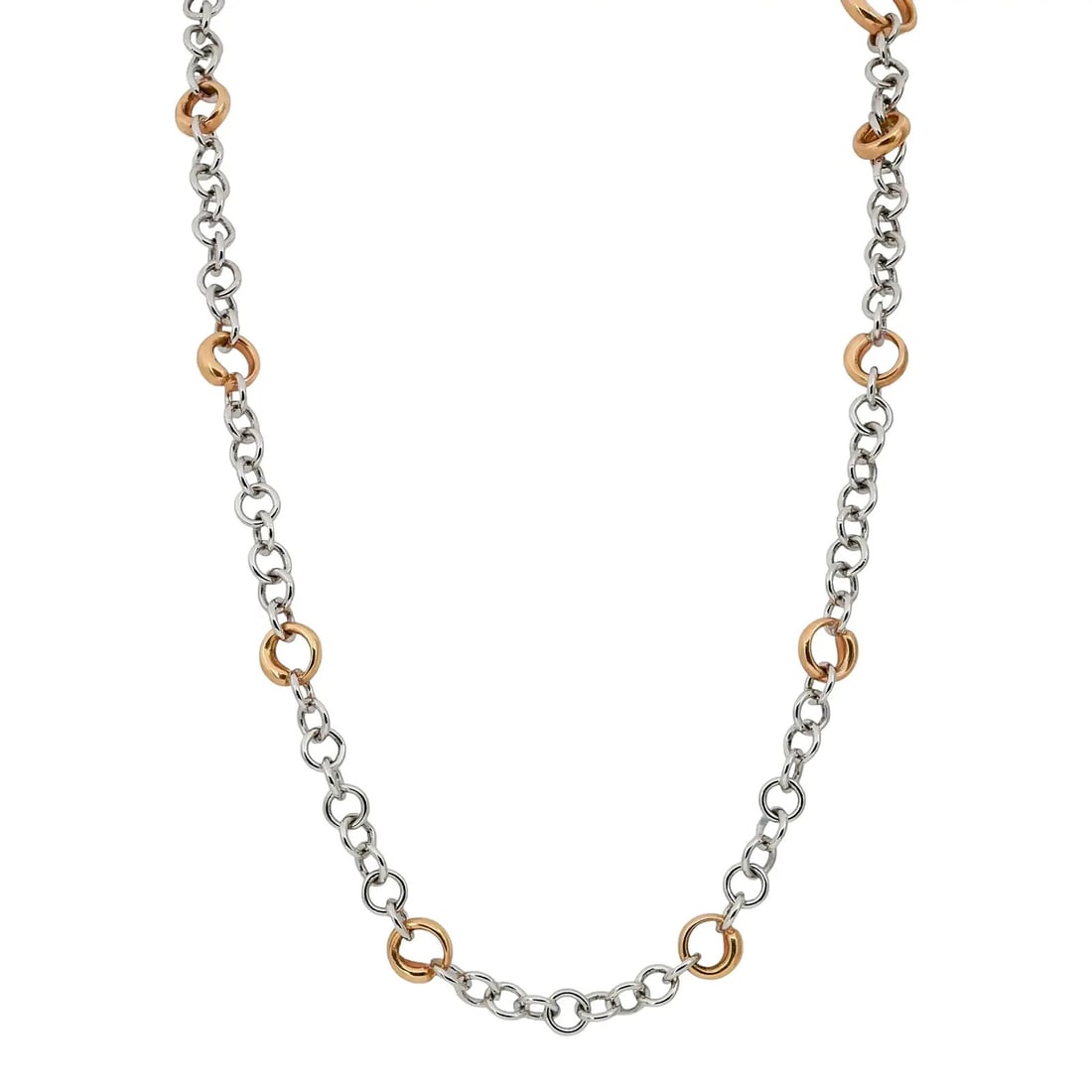 Crivelli 18K two tone gold rolo necklace with 0.10ctw diamonds (1 of 5)