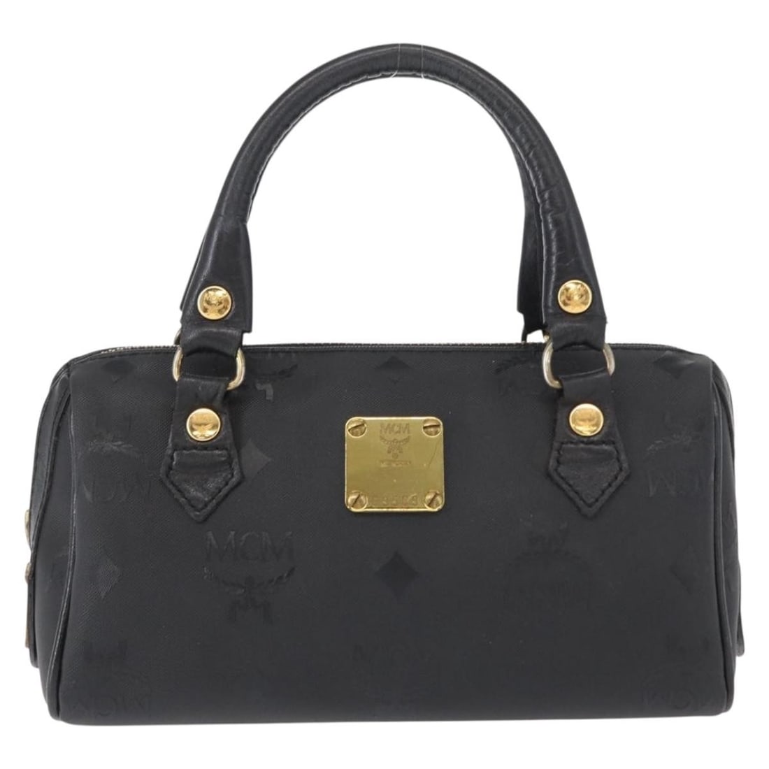 MCM Visetos logogramme black PVC leather handbag 19cm x 10cm x 8cm: MCM Visetos logogramme black PVC leather handbag 19cm x 10cm x 8cm MCM Visetos logogramme canvas and leather item in black, made from PVC and originating from Germany. It is described as a female styl