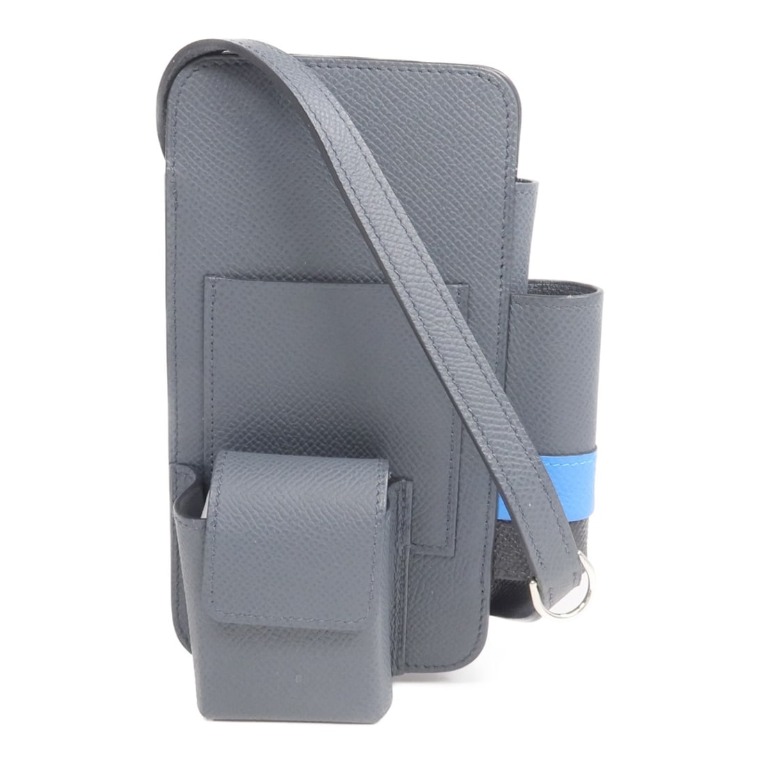 Hermes Hermesway Gray Epsom Calfskin Phone Case Shoulder Bag: Hermes Hermesway Gray Epsom Calfskin Phone Case Shoulder Bag Hermes phone case in gray Epsom and calfskin (cowhide), presented as a shoulder bag style. It features one inside card pocket and one flap-