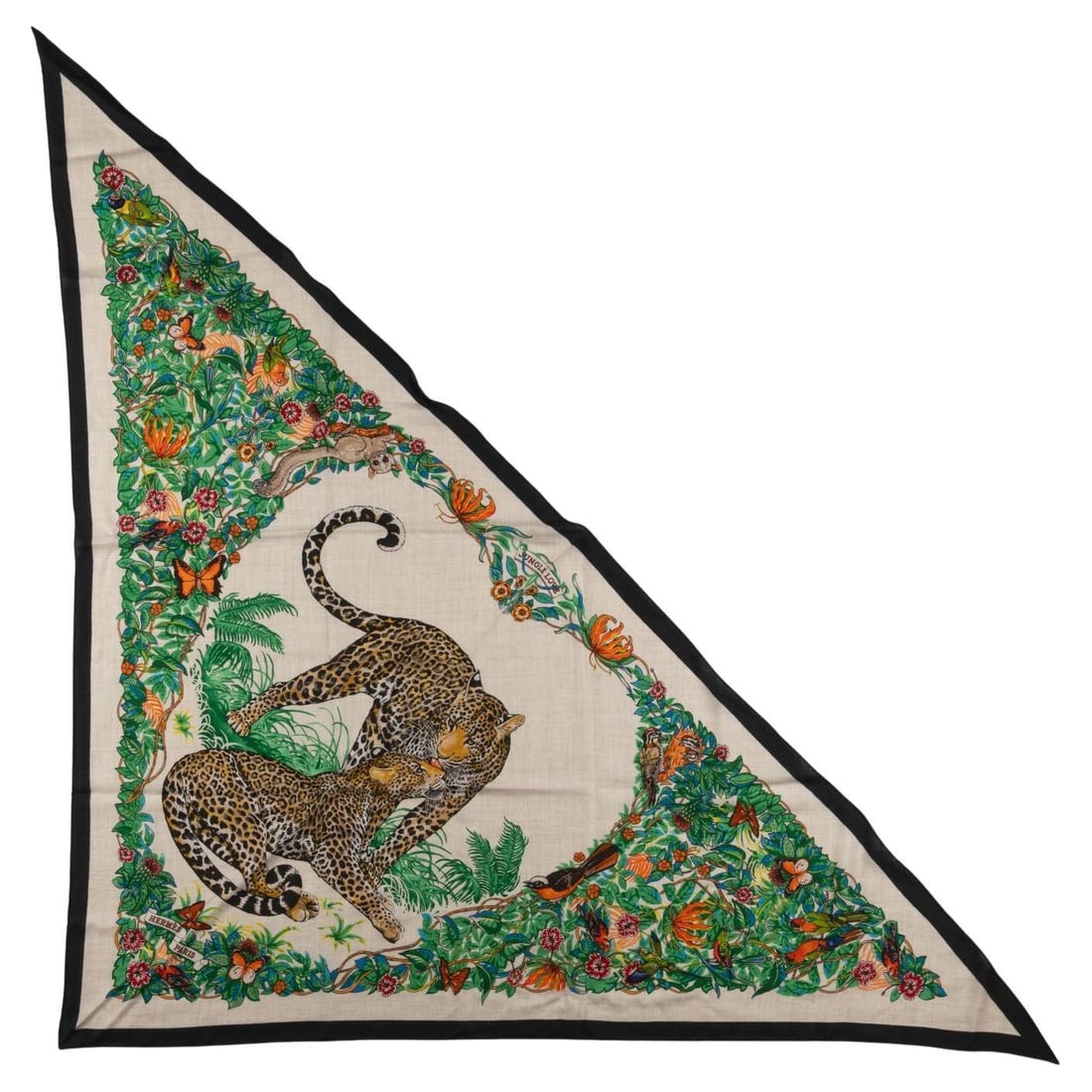 Hermes Jungle Love Giant Triangle cashmere silk shawl with box (1 of 6)