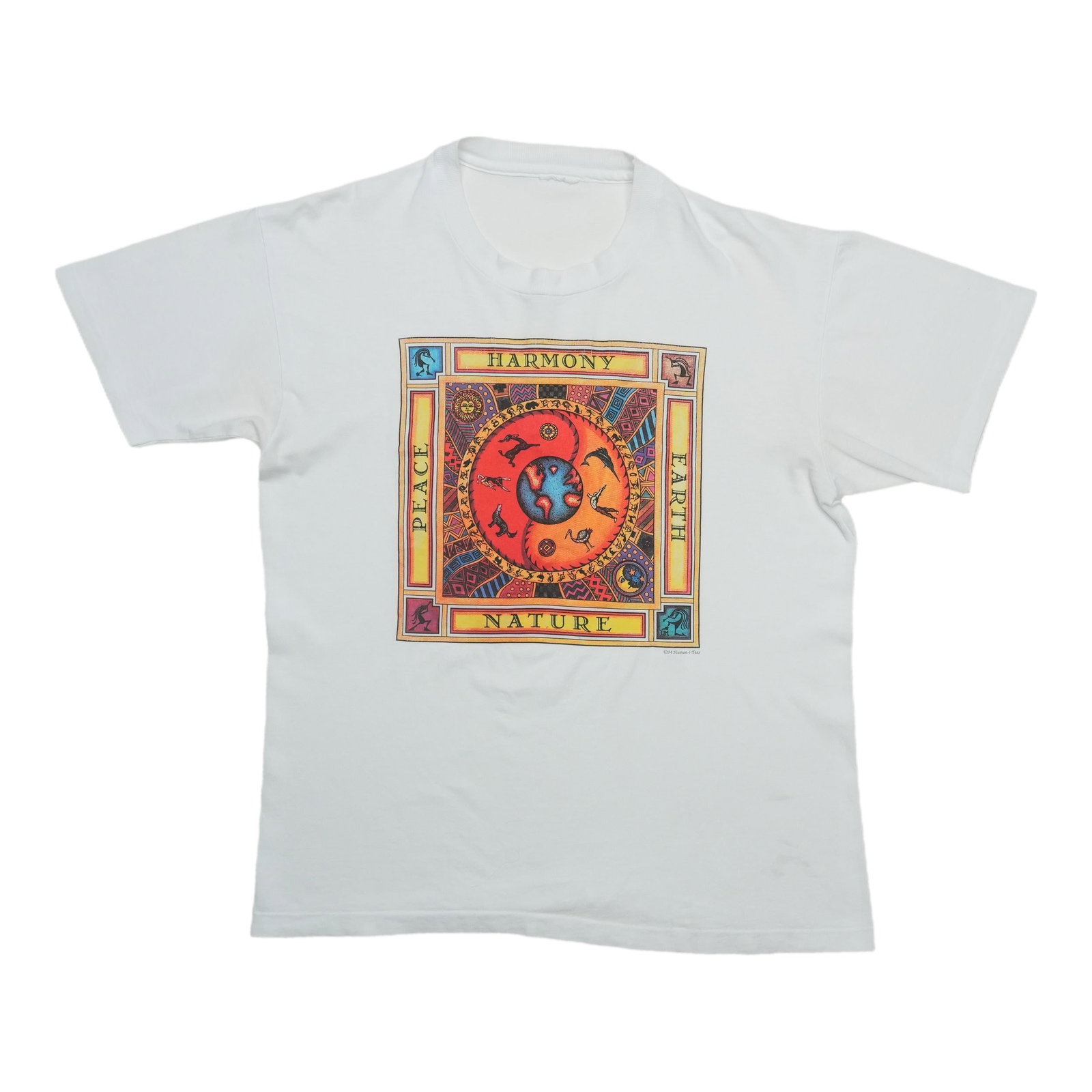 Humanitees Peace Harmony Earth Nature 1990s White Cotton T Shirt (1 of 7)