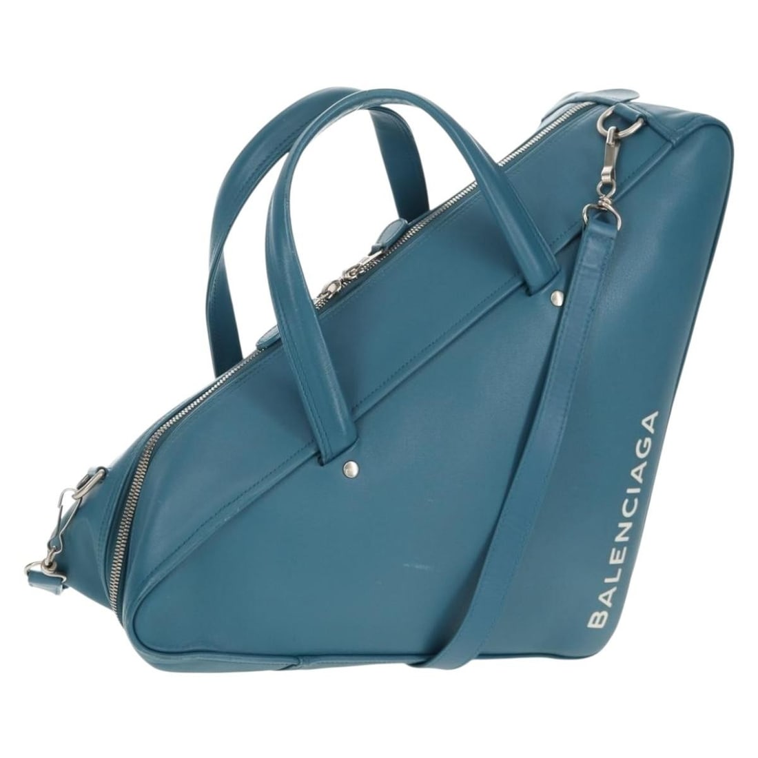 Balenciaga 476974 Triangle Duffel M Leather 2way Hand Bag Light Blue (1 of 18)