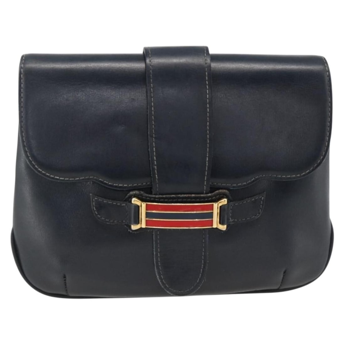 Gucci Vintage Navy Leather Shoulder Bag: Gucci Vintage Navy Leather Shoulder Bag Vintage Gucci leather bag in navy with a classic compact silhouette. This pre-owned piece shows honest vintage wear consistent with fair condition, including li
