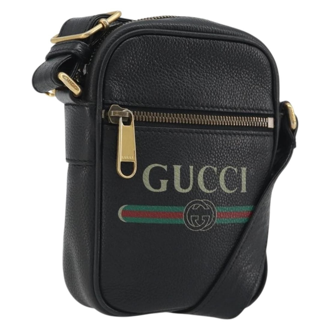 GUCCI 574803 Sherry Web Leather Shoulder Bag Black Gold (1 of 18)