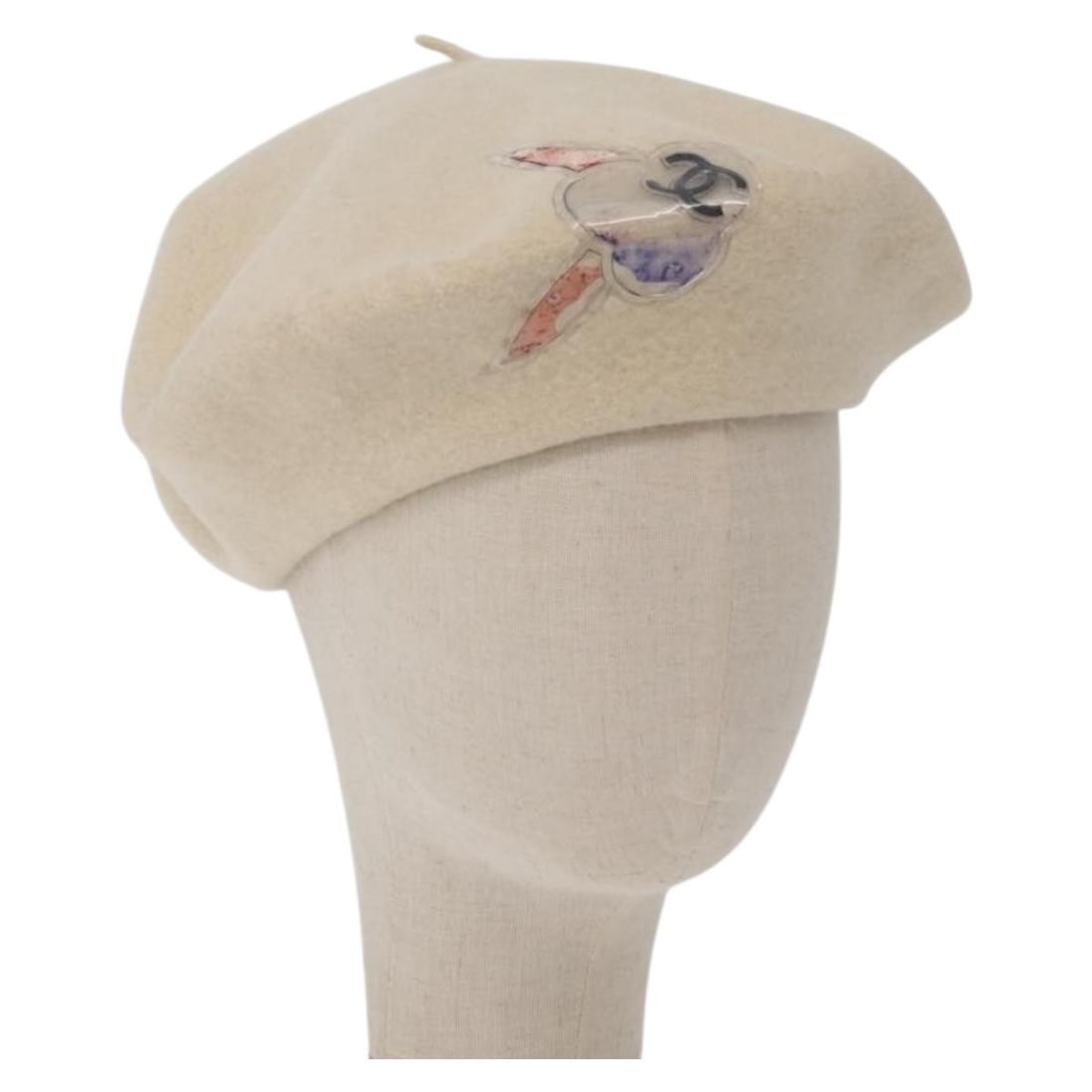 CHANEL Ivory Silk Hat Made in France: CHANEL Ivory Silk Hat Made in France Authentic CHANEL women's hat in ivory silk. Made in France, this hat is offered in condition rank B with reasonable wear and tear. Visible condition notes include 