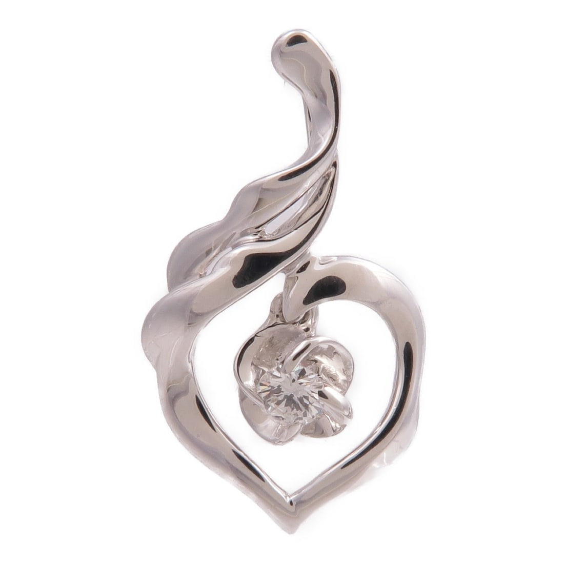 18K White Gold Diamond Pendant Top for Women: 18K White Gold Diamond Pendant Top for Women A women's pendant top in silver and clear tones, made of K18WG white gold with diamond accents. The piece is described as very good condition and measures 