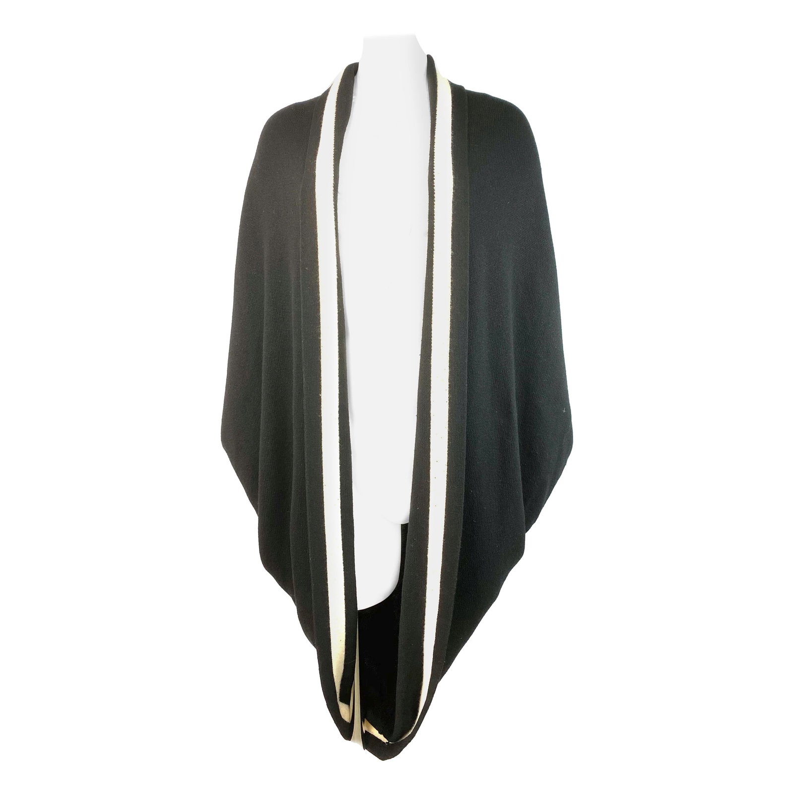 Alexander McQueen wool knit poncho cardigan sweater black white M (1 of 9)