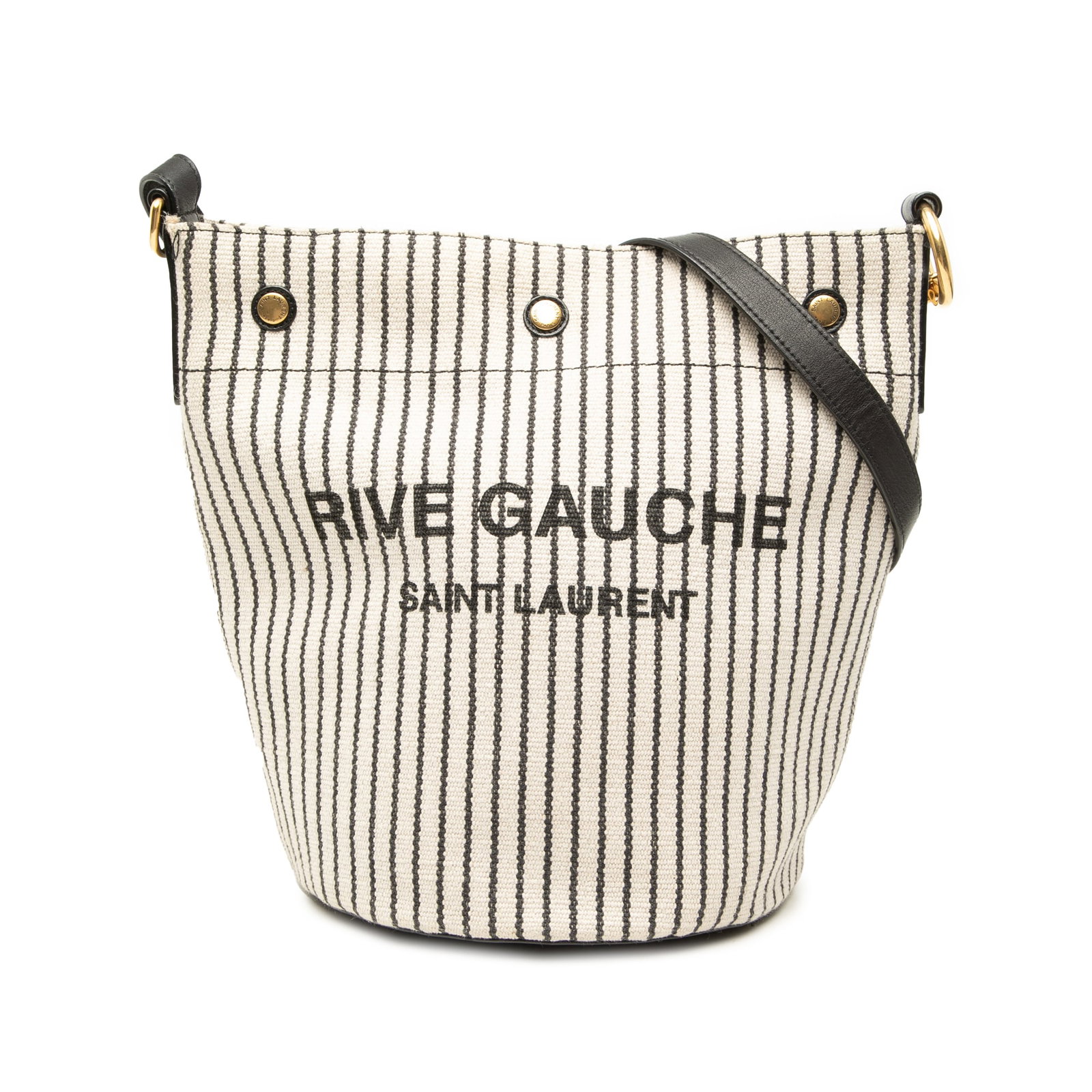 Saint Laurent Rive Gauche striped canvas bucket bag with pouch (1 of 10)