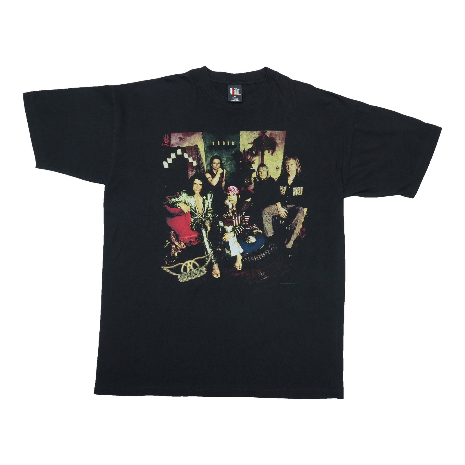 Vintage 1998 Aerosmith Nine Lives Tour T Shirt Black XL: Vintage 1998 Aerosmith Nine Lives Tour T Shirt Black XL Original vintage 1998 Aerosmith Nine Lives Tour shirt in black cotton. This true vintage tee from the 1990s is not a modern reproduction and is 