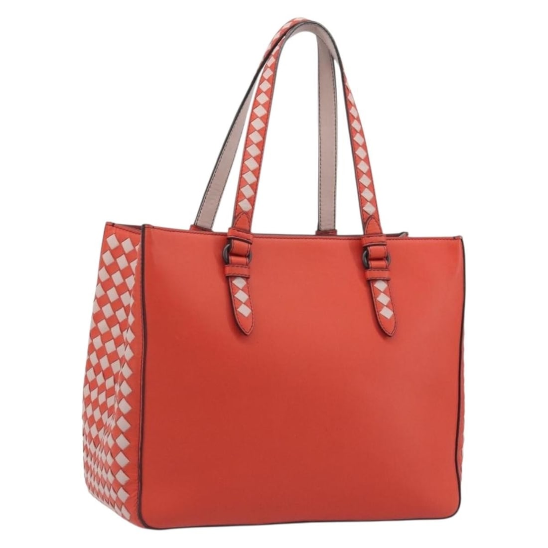 Bottega Veneta Intrecciato Red Leather Tote Handbag Auth 195966V: Bottega Veneta Intrecciato Red Leather Tote Handbag Auth 195966V Bottega Veneta Intrecciato tote bag in red leather, made in Italy. This women's tote includes a dust bag and is graded A condition. The