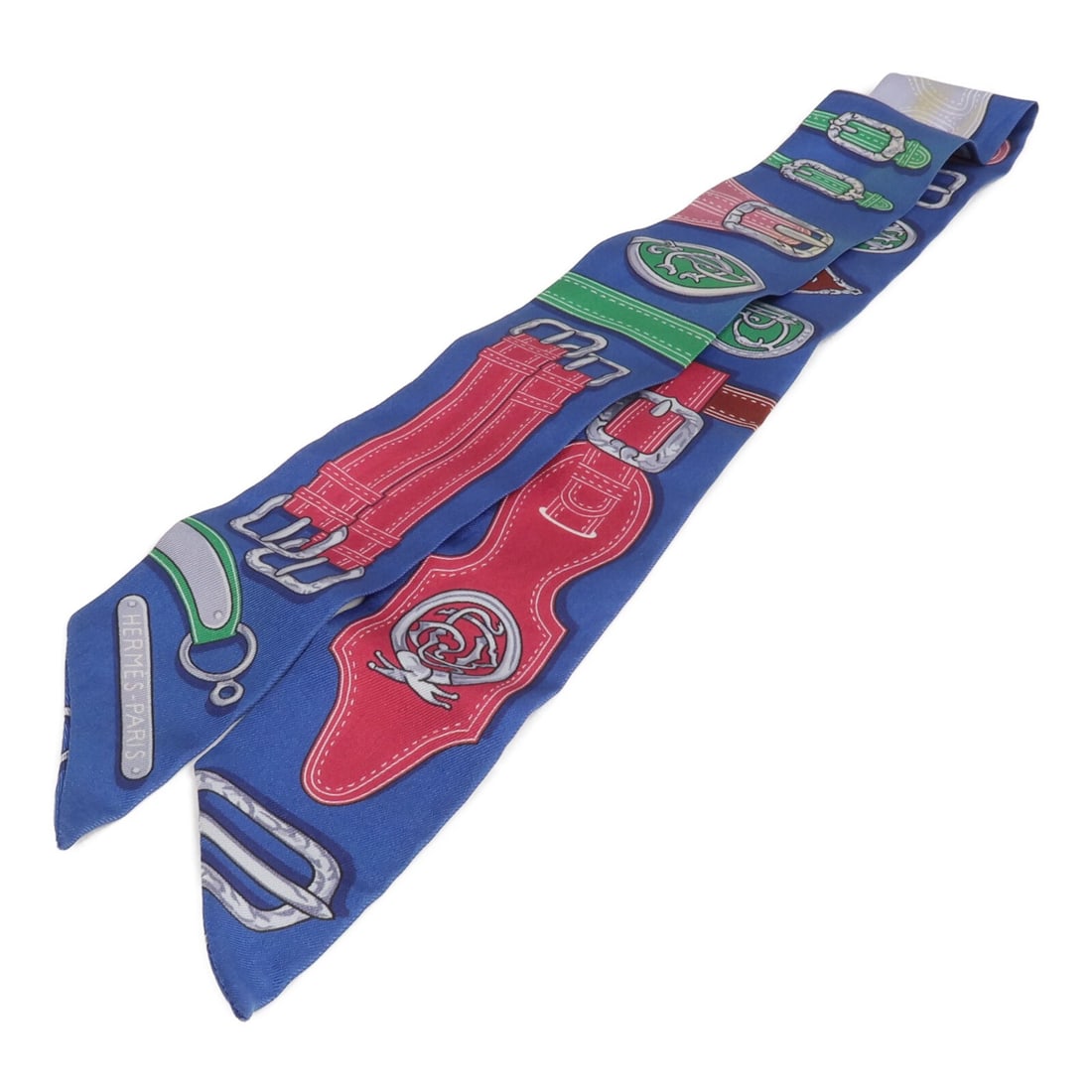 Hermes Twilly Silk Scarf Blue Pink Orange Brown Green: Hermes Twilly Silk Scarf Blue Pink Orange Brown Green Hermes Twilly scarf in silk, presented in blue with pink, orange, brown, and green accents. Made in France, this women's regular-size scarf comes 