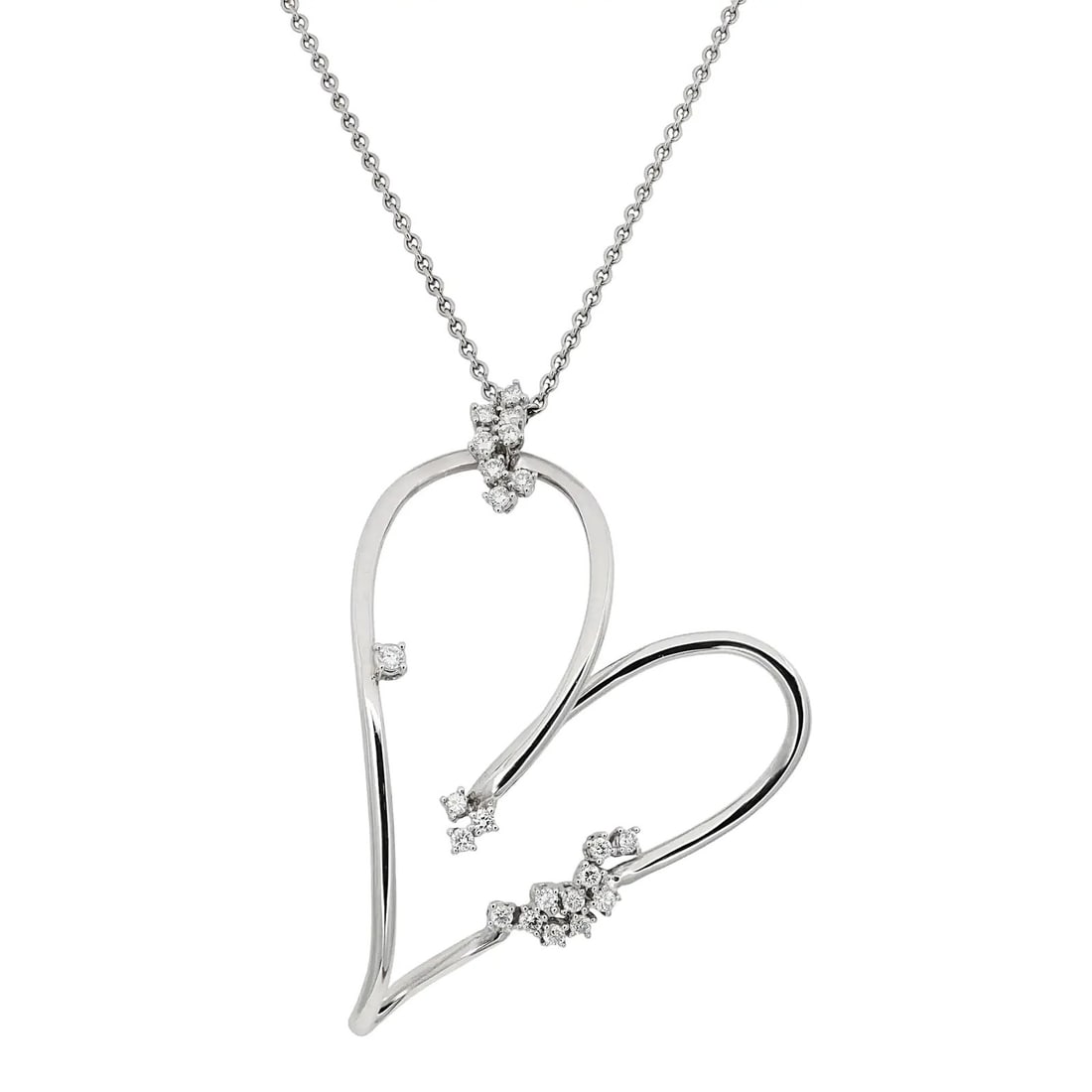 Crivelli 18K White Gold Heart Diamond Pendant Necklace 0.71ctw (1 of 5)