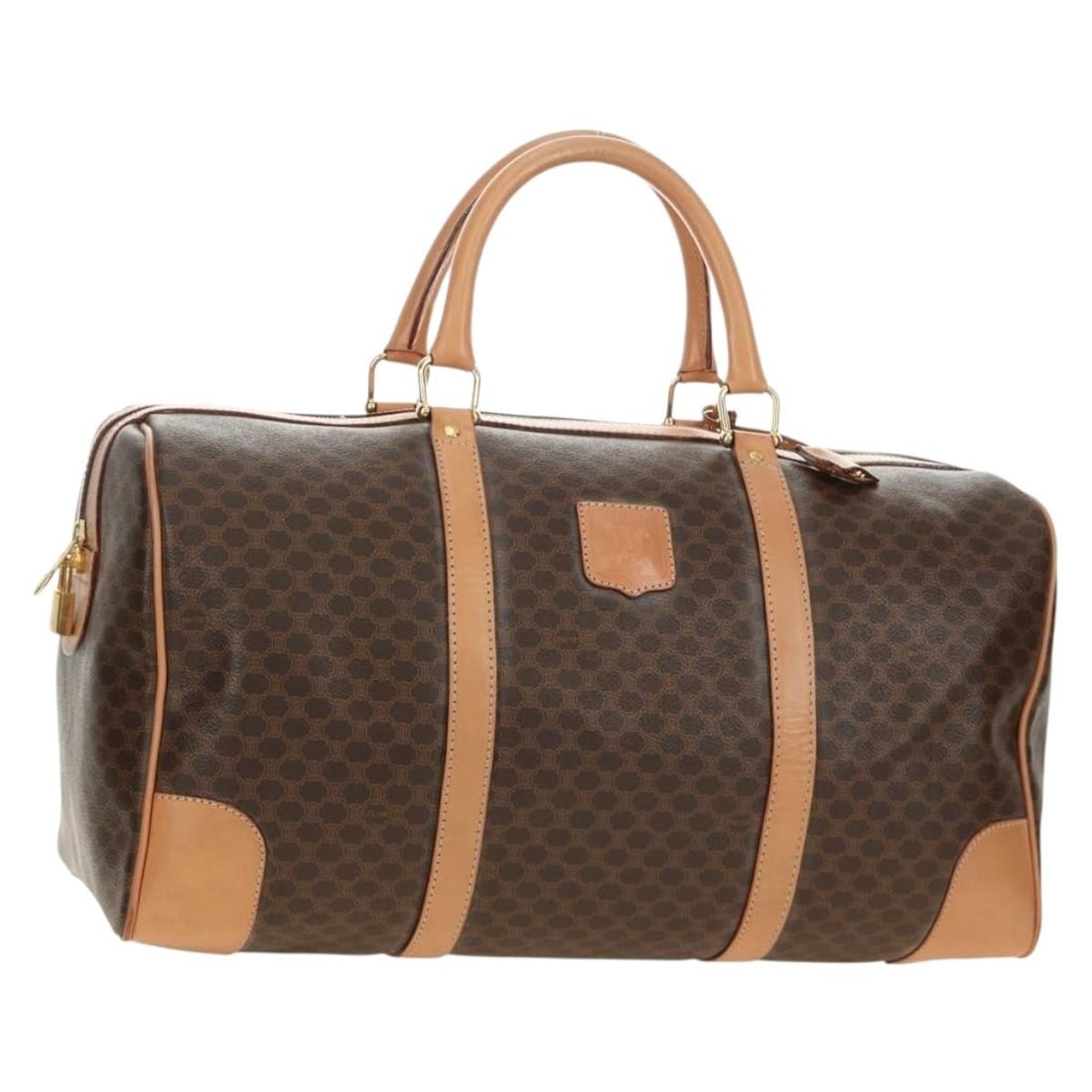 CELINE Macadam Boston Bag Brown PVC Leather with Padlock Keys (1 of 18)