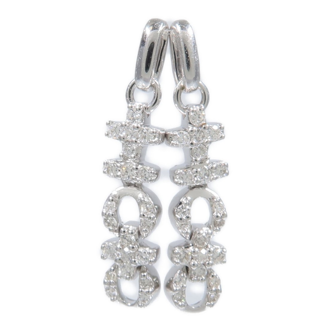 18K White Gold Diamond Pendant Top for Women: 18K White Gold Diamond Pendant Top for Women 18K white gold diamond pendant top for women, featuring a clear diamond design. This piece is offered in very good condition and comes without accessories.