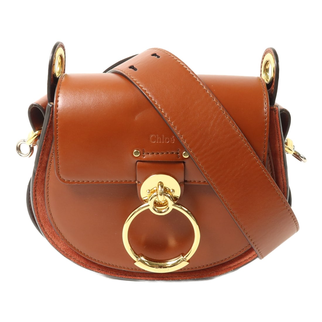 Chloe Tess Small 2way Shoulder Bag Brown Calfskin Leather: Chloe Tess Small 2way Shoulder Bag Brown Calfskin Leather A Chloe Small Tess 2way shoulder bag in brown calfskin leather. It features a magnetic pocket, an open interior pocket, and a card pocket, and