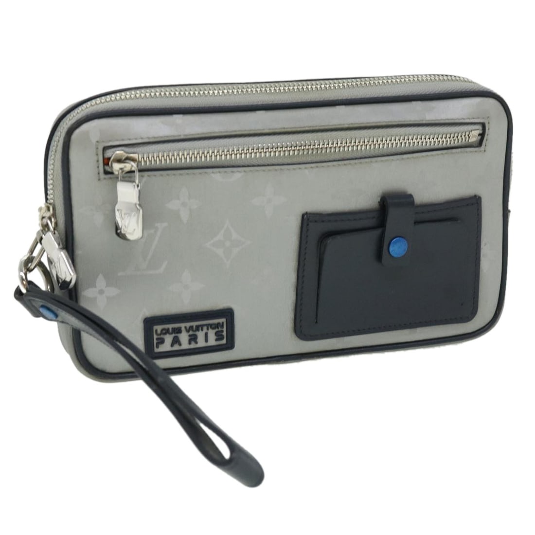 Louis Vuitton M44171 Satellite Alpha Monogram Silver Nylon Clutch (1 of 18)